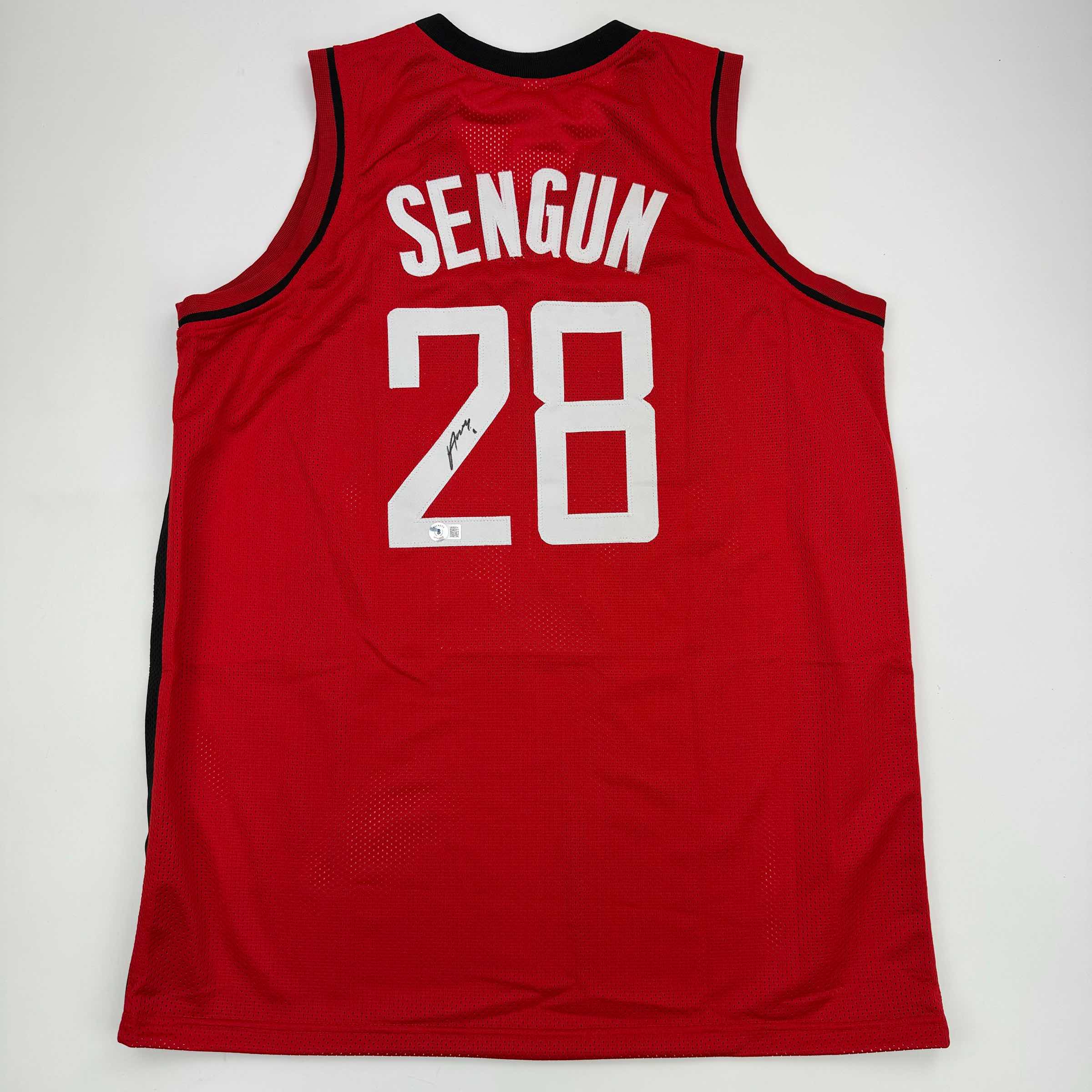 autographed-signed-alperen-sengun-houston-red-basketball-jersey-beckett-bas-coa