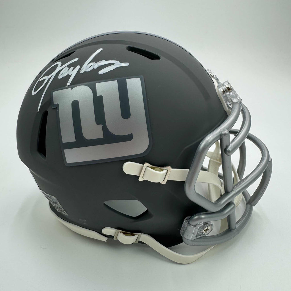 autographed-signed-lawrence-taylor-new-york-giants-silver-mini-football-helmet-beckett-bas-coa