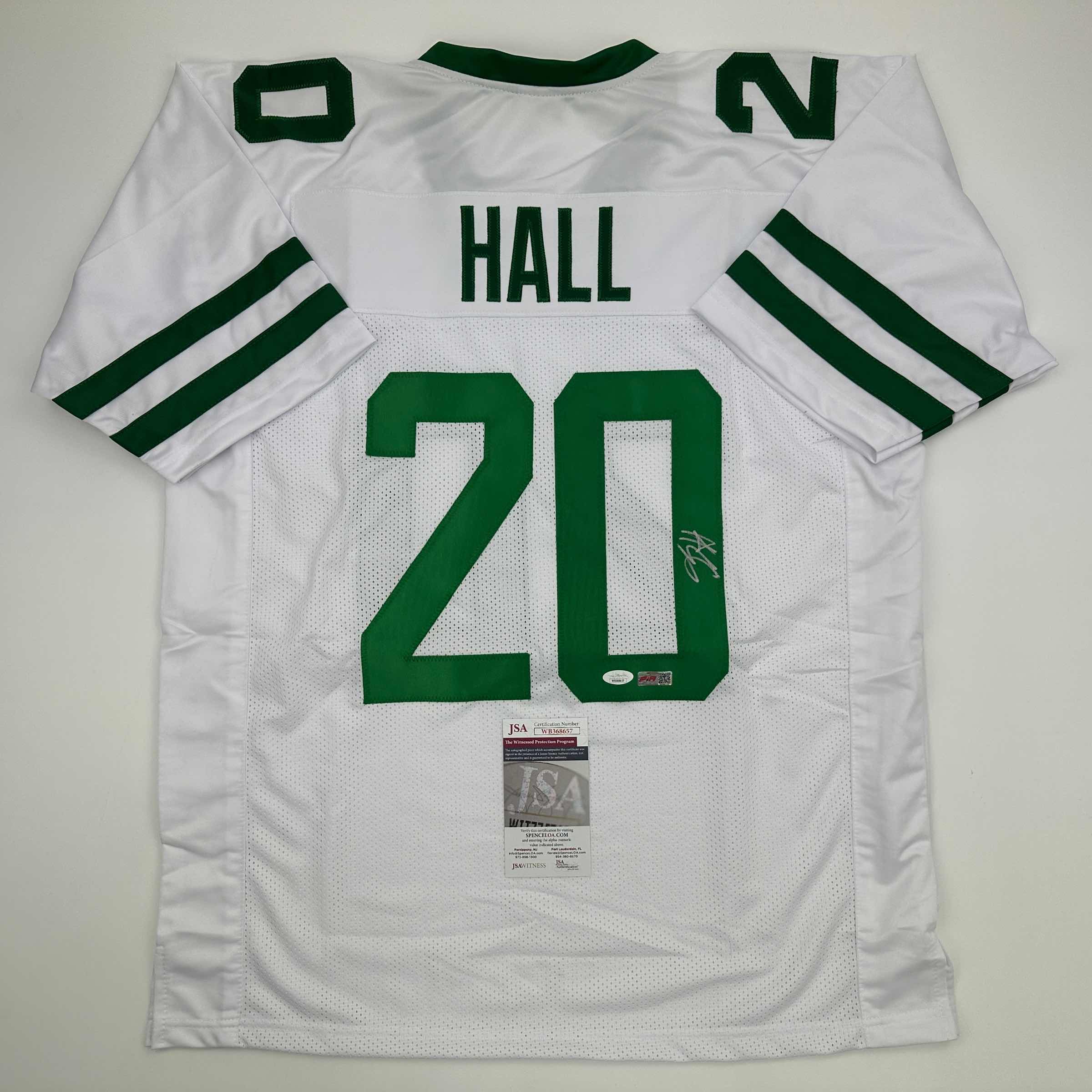 autographed-signed-breece-hall-new-york-white-football-jersey-jsa-coa