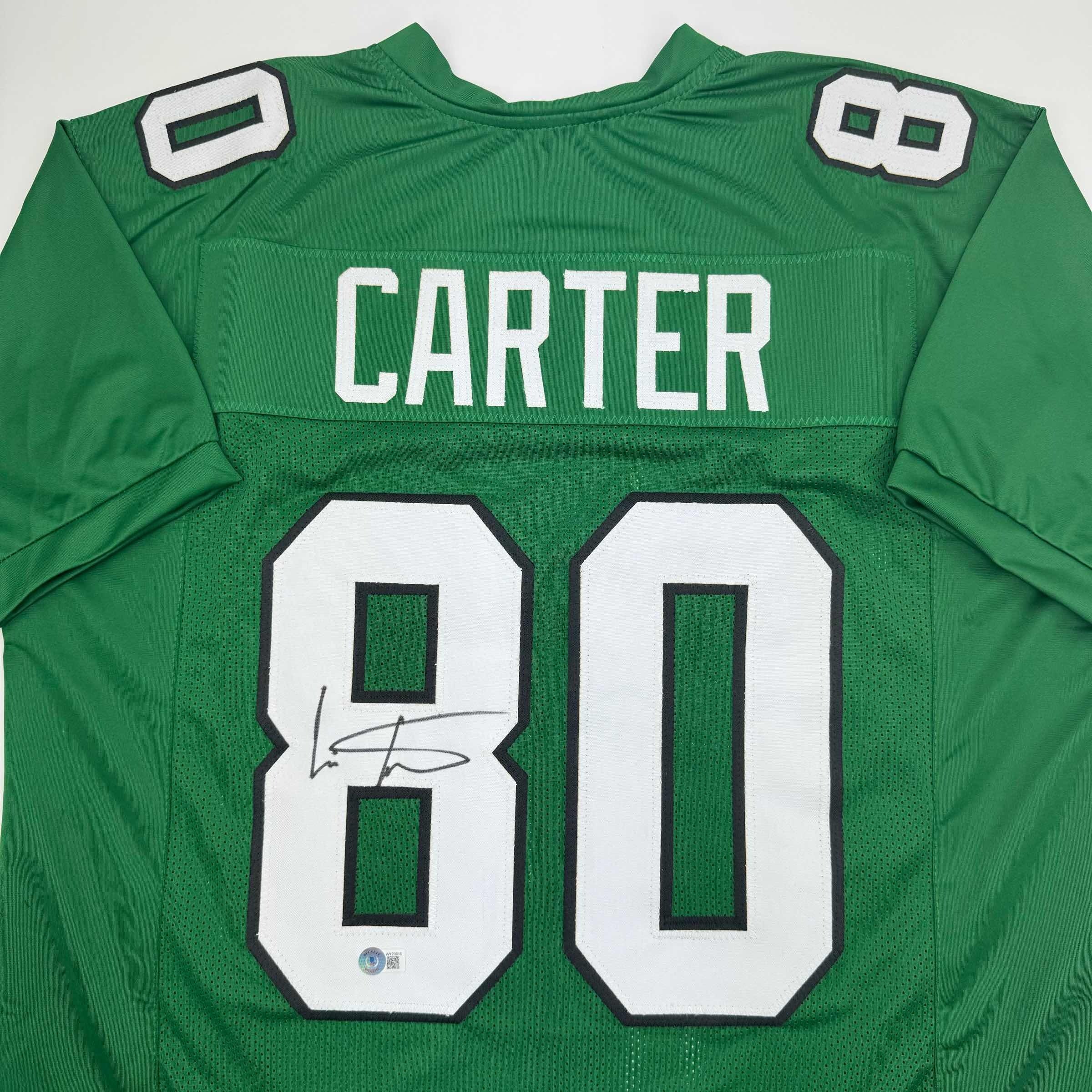 autographed-signed-cris-carter-philadelphia-kelly-green-football-jersey-beckett-bas-coa