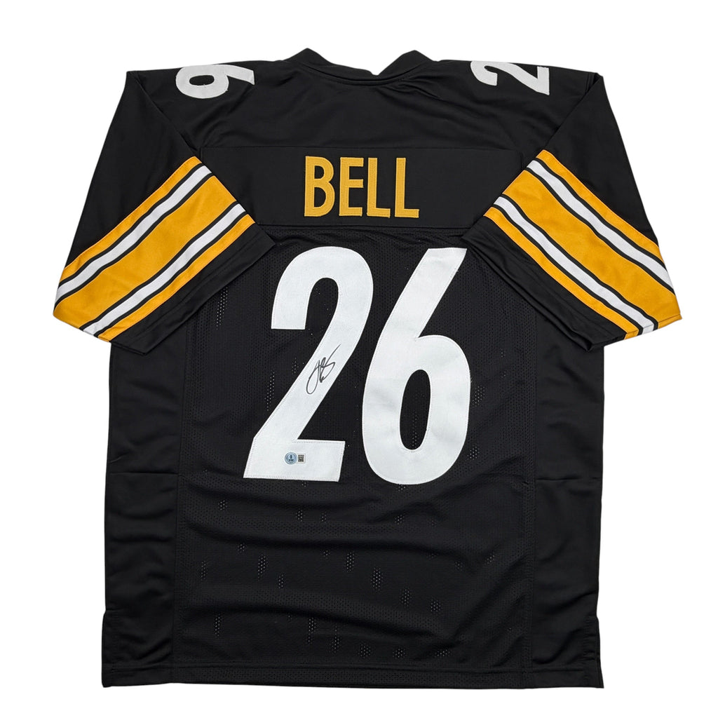 autographed-signed-leveon-leveon-bell-pittsburgh-black-football-jersey-beckett-bas-coa