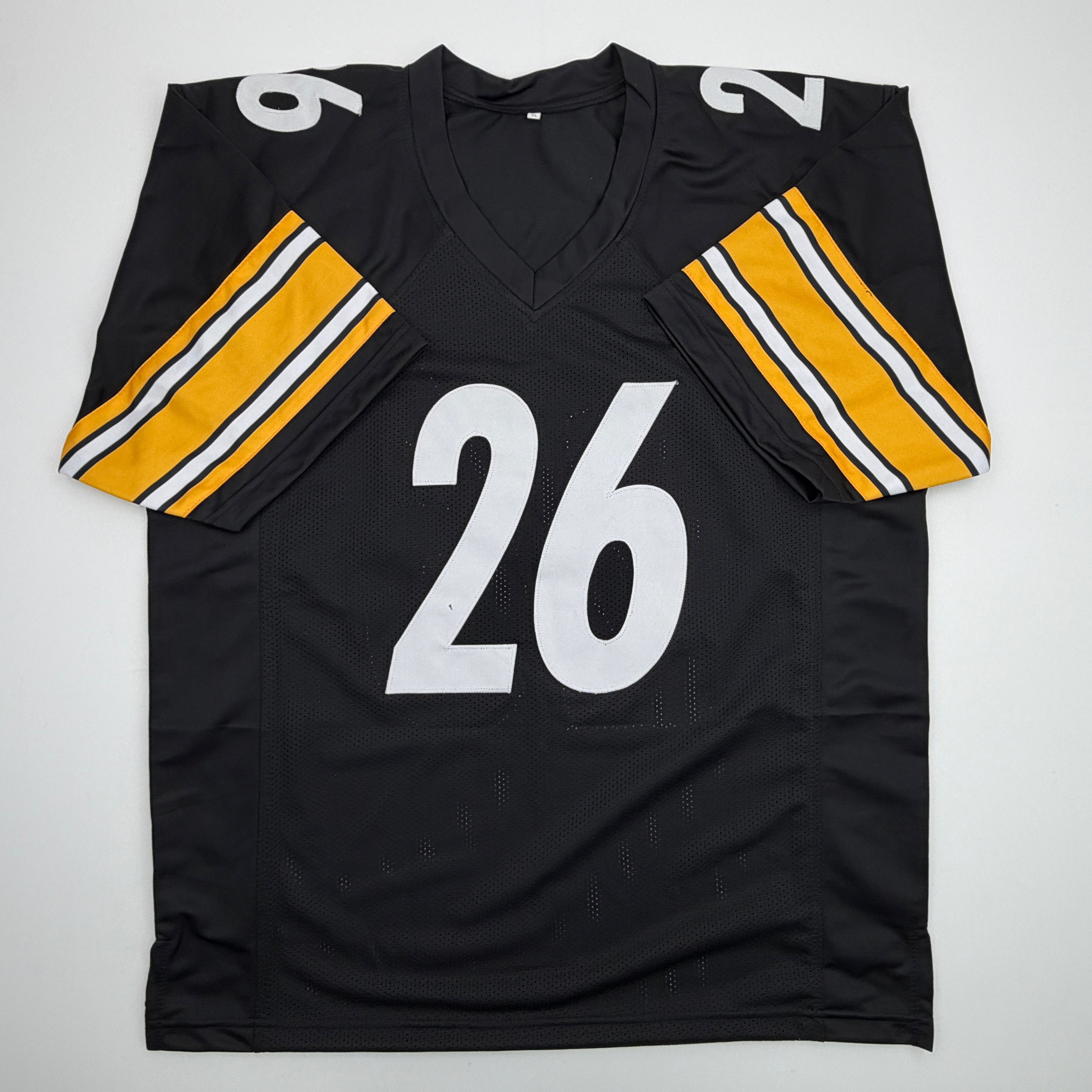 autographed-signed-leveon-leveon-bell-pittsburgh-black-football-jersey-beckett-bas-coa