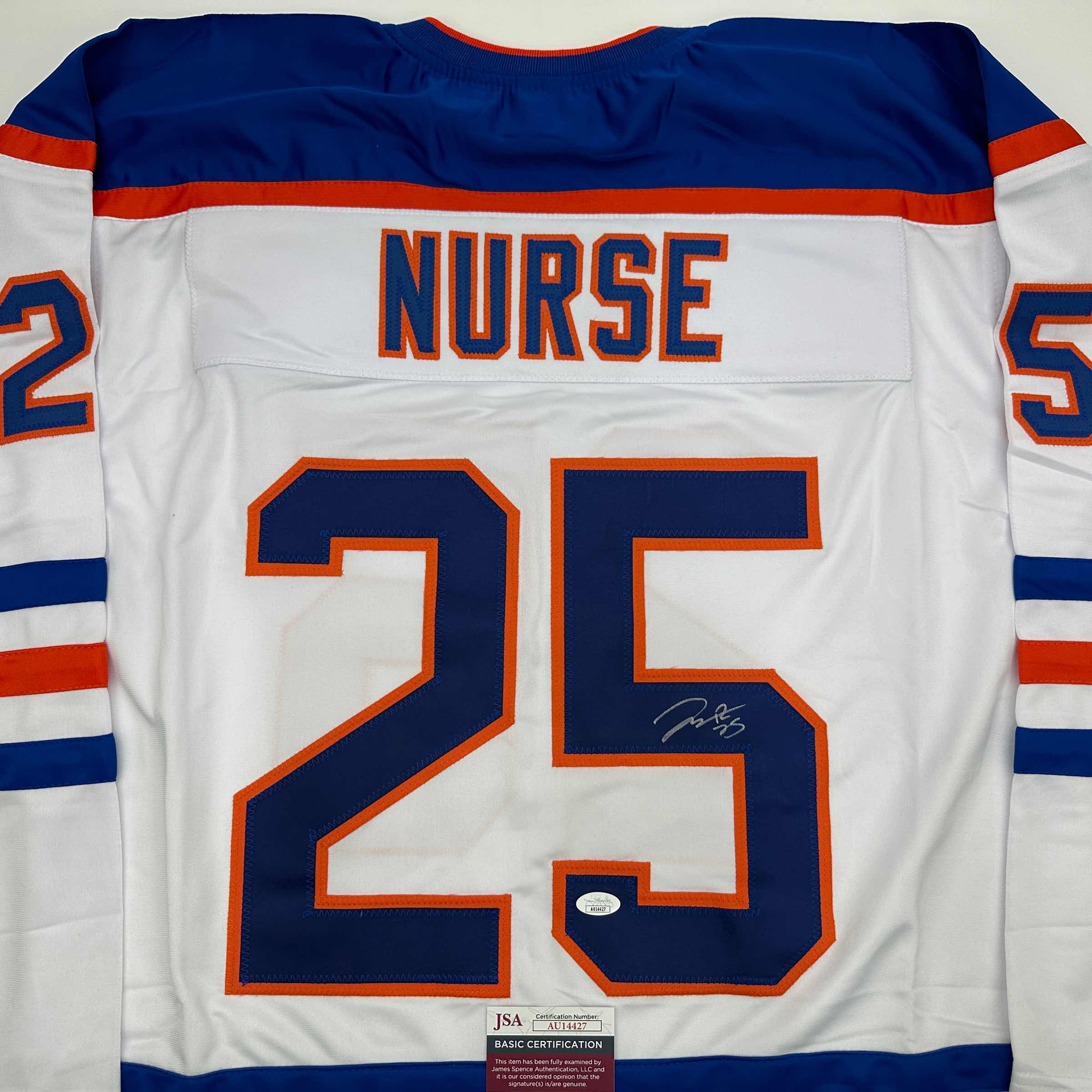 autographed-signed-darnell-nurse-edmonton-white-hockey-jersey-jsa-coa