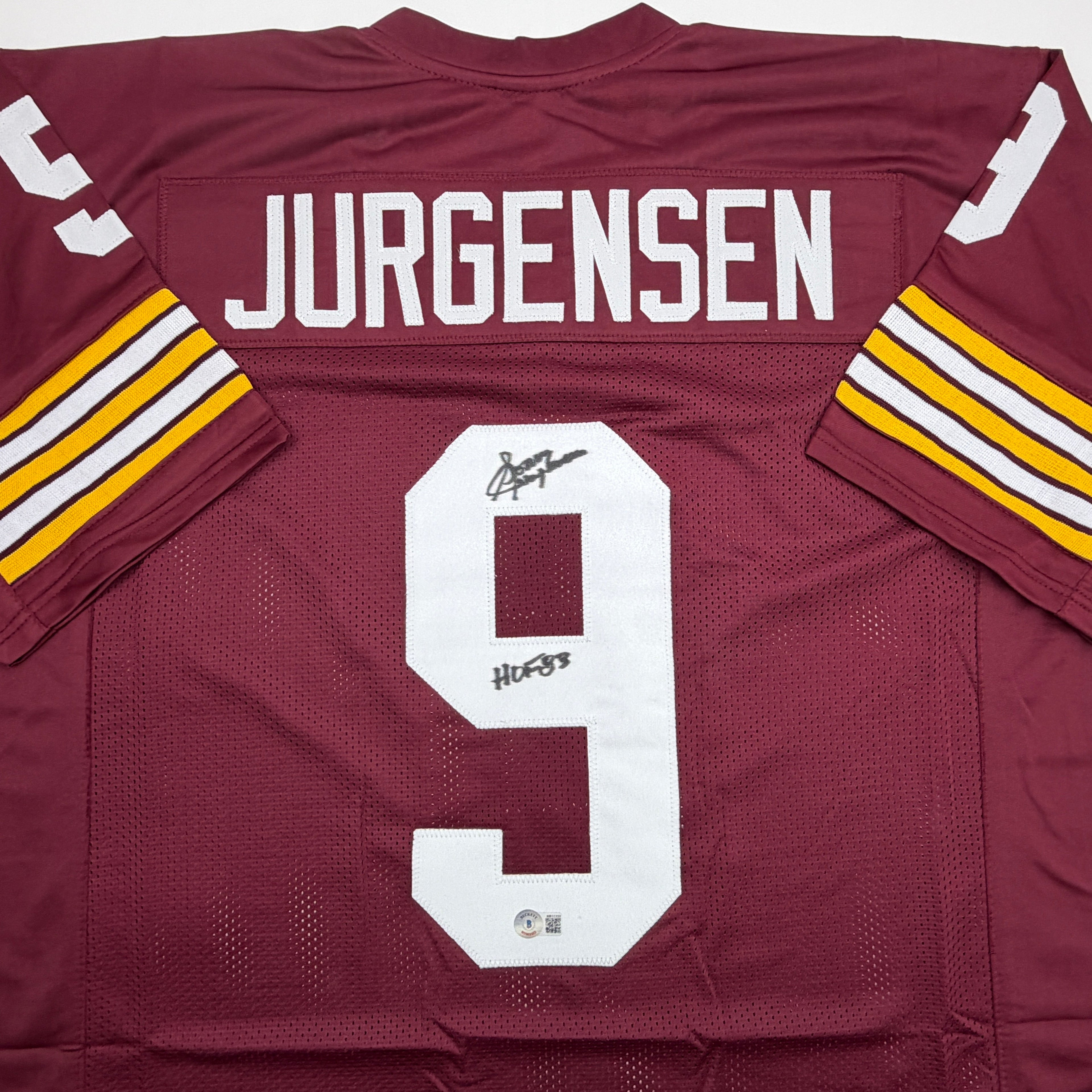 autographed-signed-sonny-jurgensen-hof-83-washington-burgundy-football-jersey-beckett-bas-coa