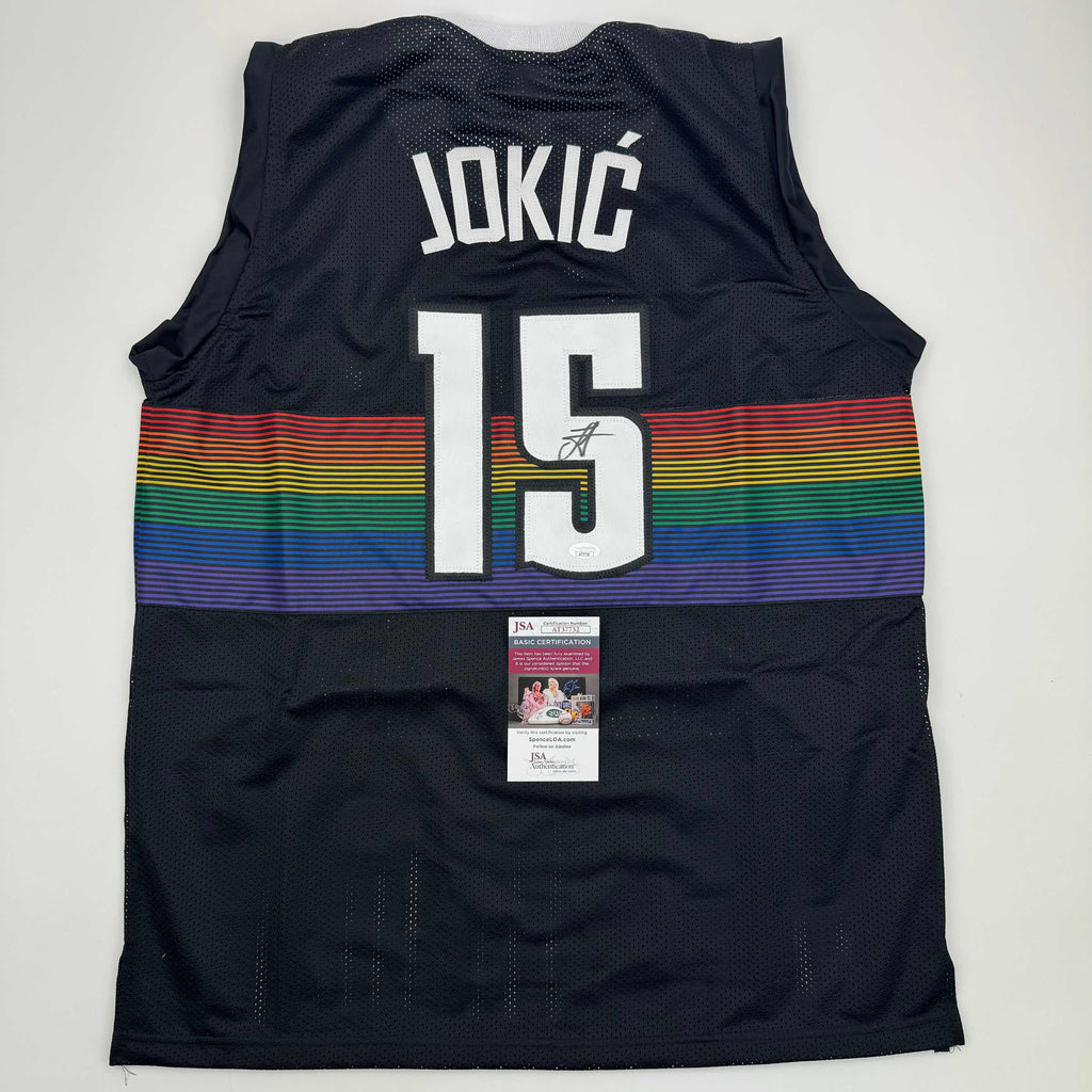 autographed-signed-nikola-jokic-denver-black-rainbow-basketball-jersey-jsa-coa