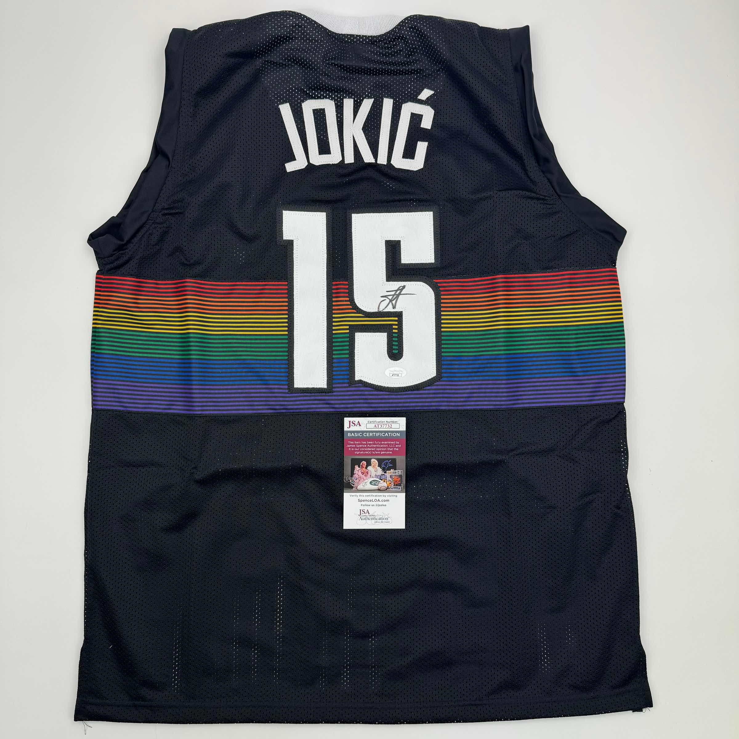autographed-signed-nikola-jokic-denver-black-rainbow-basketball-jersey-jsa-coa