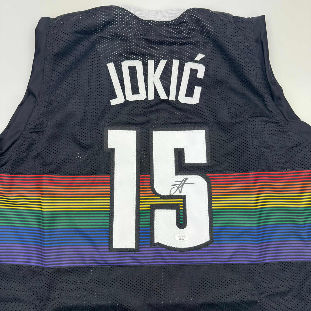 autographed-signed-nikola-jokic-denver-black-rainbow-basketball-jersey-jsa-coa