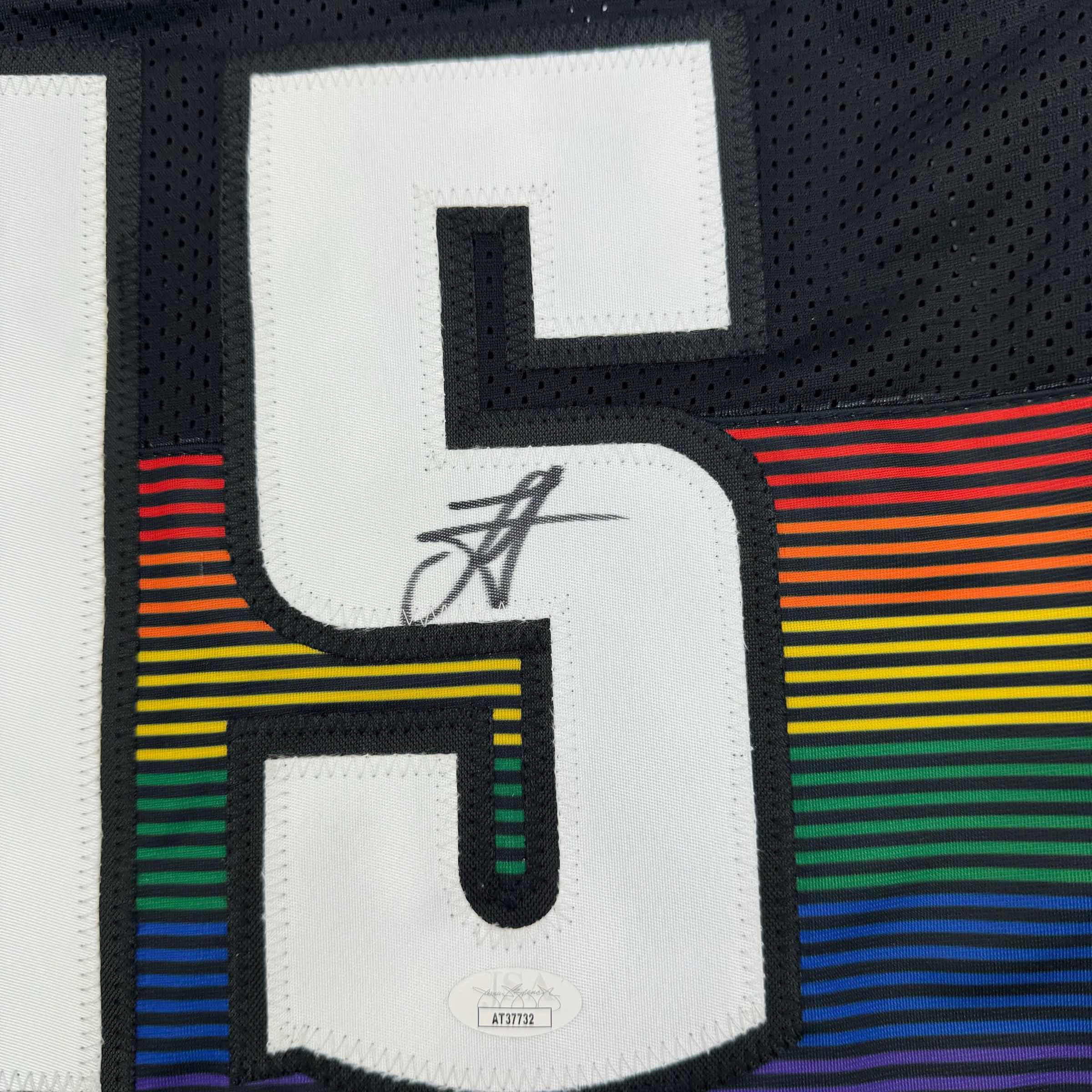 autographed-signed-nikola-jokic-denver-black-rainbow-basketball-jersey-jsa-coa