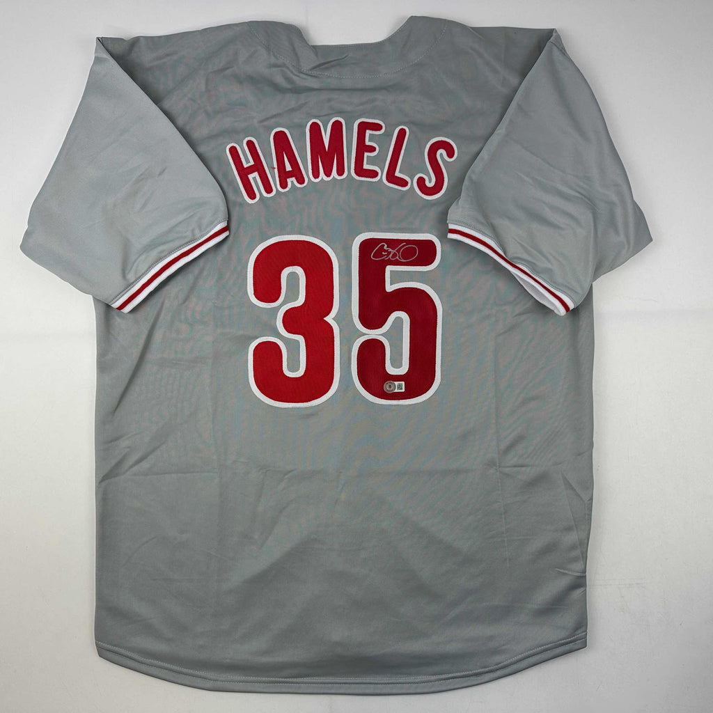autographed-signed-cole-hamels-philadelphia-grey-baseball-jersey-beckett-bas-coa