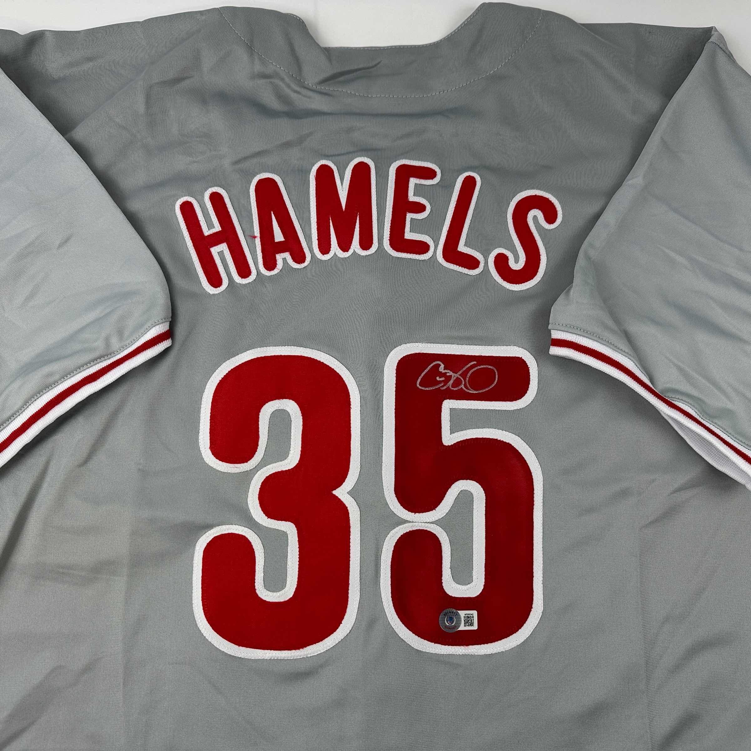 autographed-signed-cole-hamels-philadelphia-grey-baseball-jersey-beckett-bas-coa