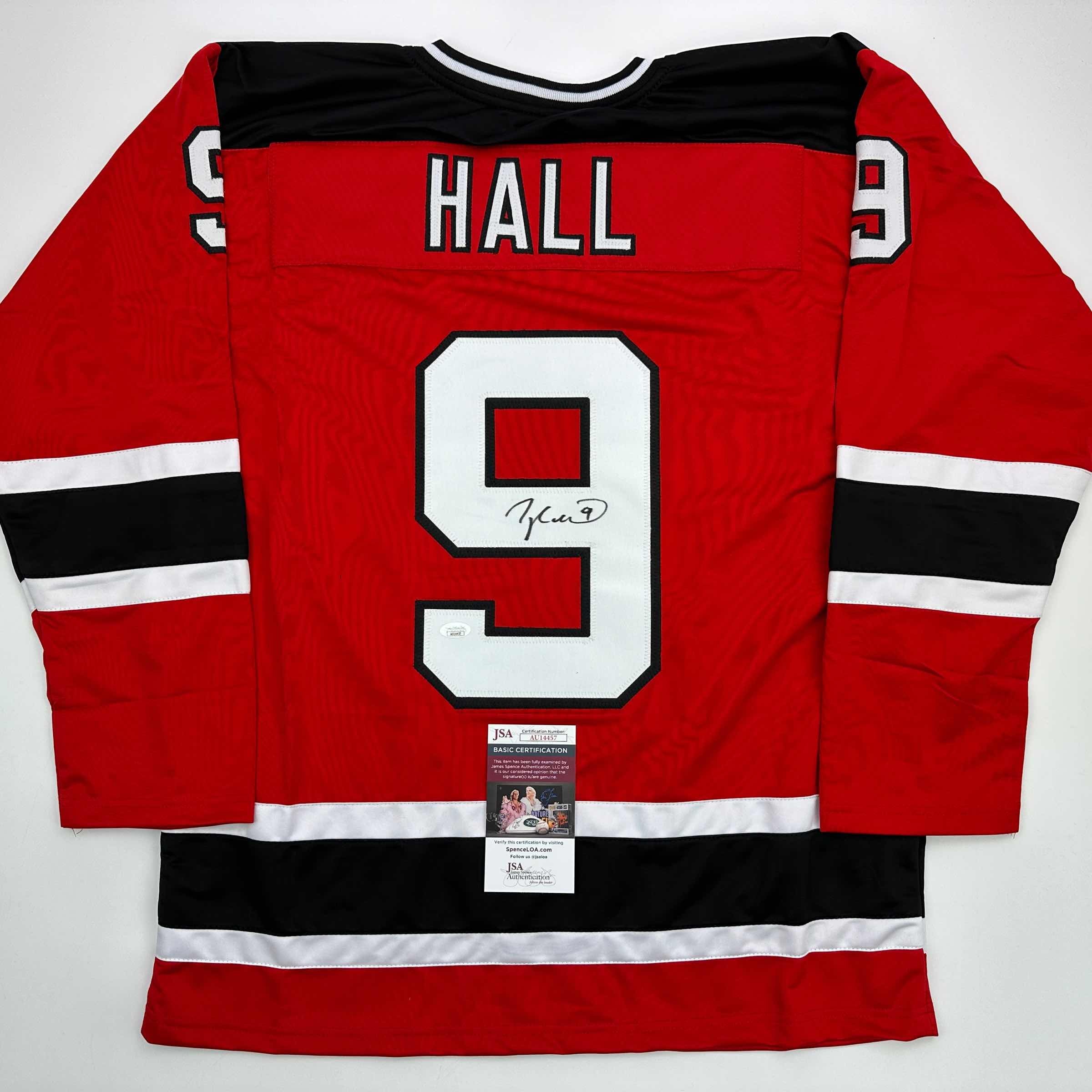 autographed-signed-taylor-hall-new-jersey-red-hockey-jersey-jsa-coa