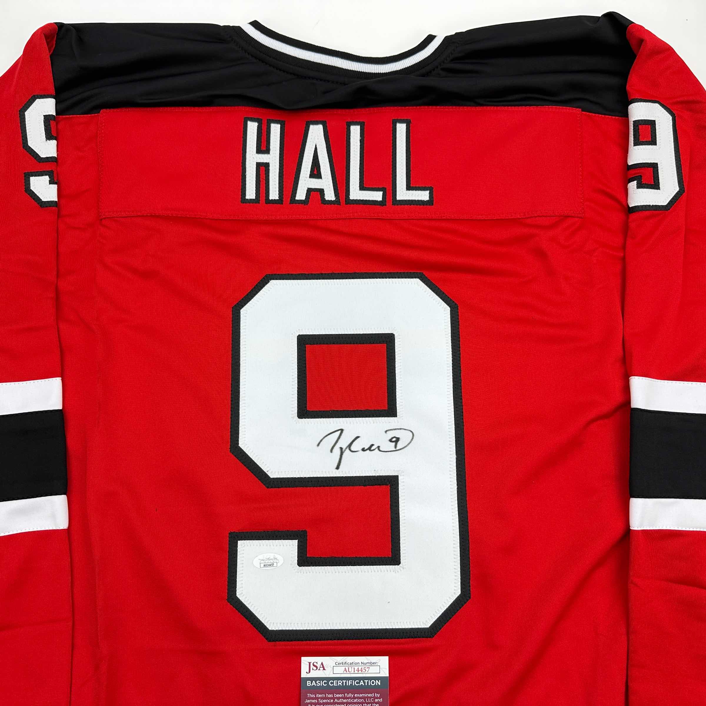 autographed-signed-taylor-hall-new-jersey-red-hockey-jersey-jsa-coa