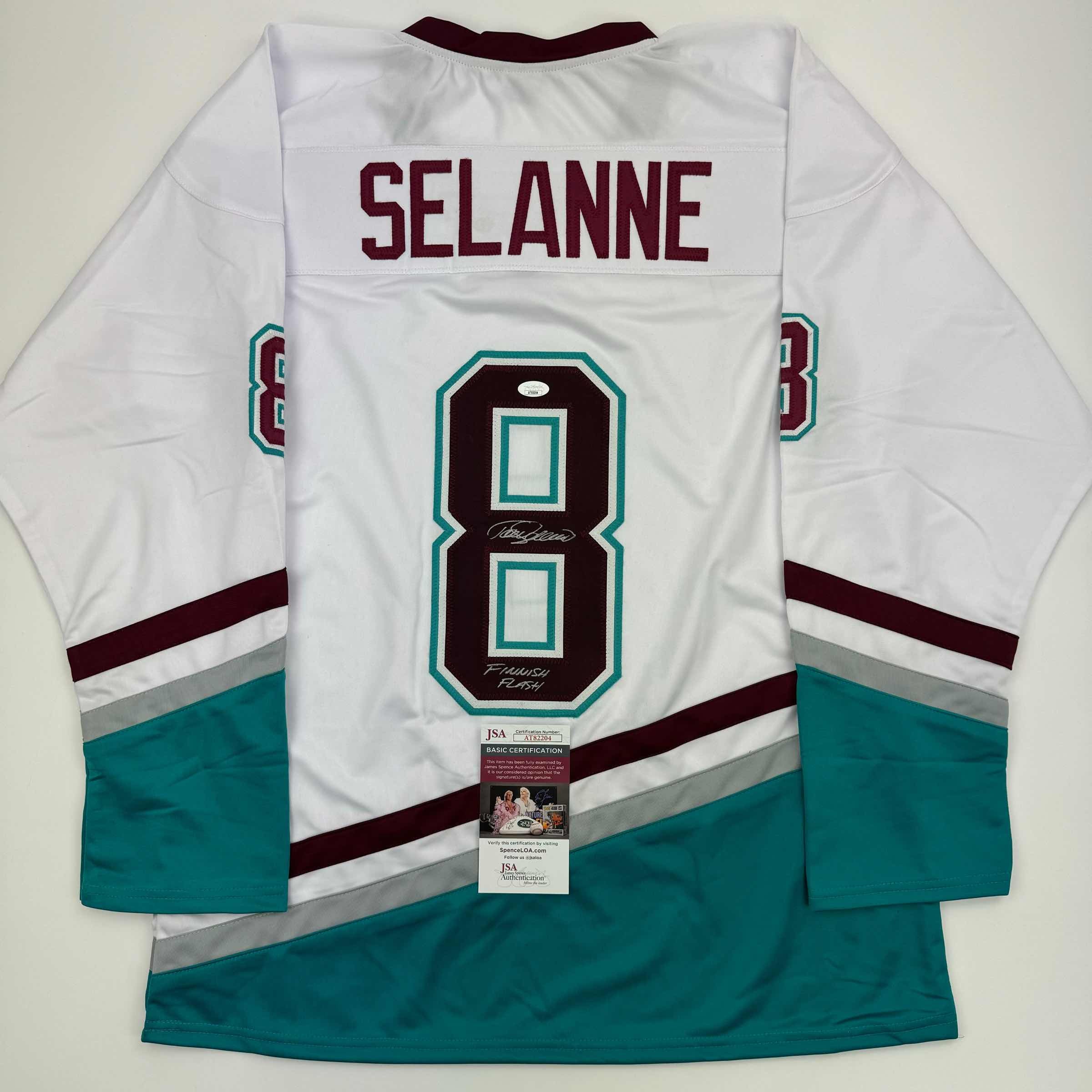 autographed-signed-teemu-selanne-finnish-flash-anaheim-white-retro-hockey-jersey-jsa-coa
