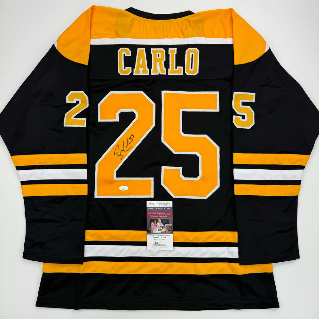 autographed-signed-brandon-carlo-boston-black-hockey-jersey-jsa-coa