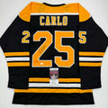 autographed-signed-brandon-carlo-boston-black-hockey-jersey-jsa-coa