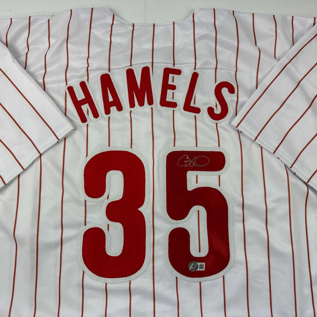 autographed-signed-cole-hamels-philadelphia-pinstripe-baseball-jersey-beckett-bas-coa