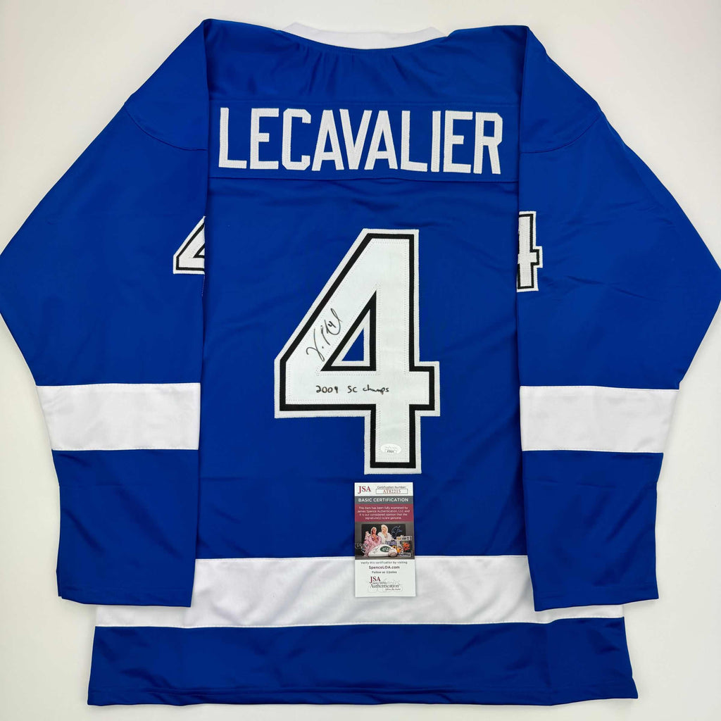 autographed-signed-vincent-lecavalier-2004-sc-champs-tampa-bay-blue-hockey-jersey-jsa-coa