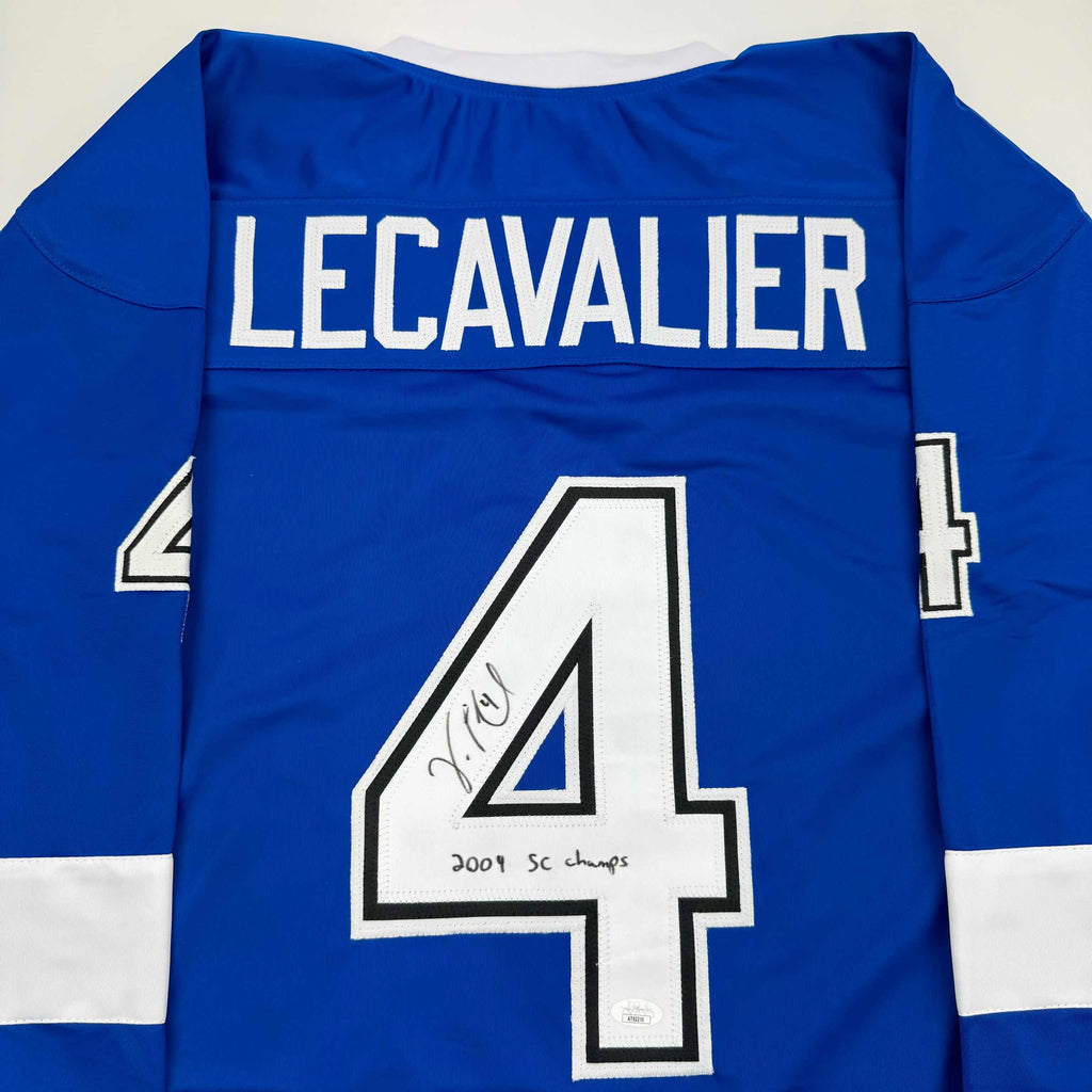 autographed-signed-vincent-lecavalier-2004-sc-champs-tampa-bay-blue-hockey-jersey-jsa-coa