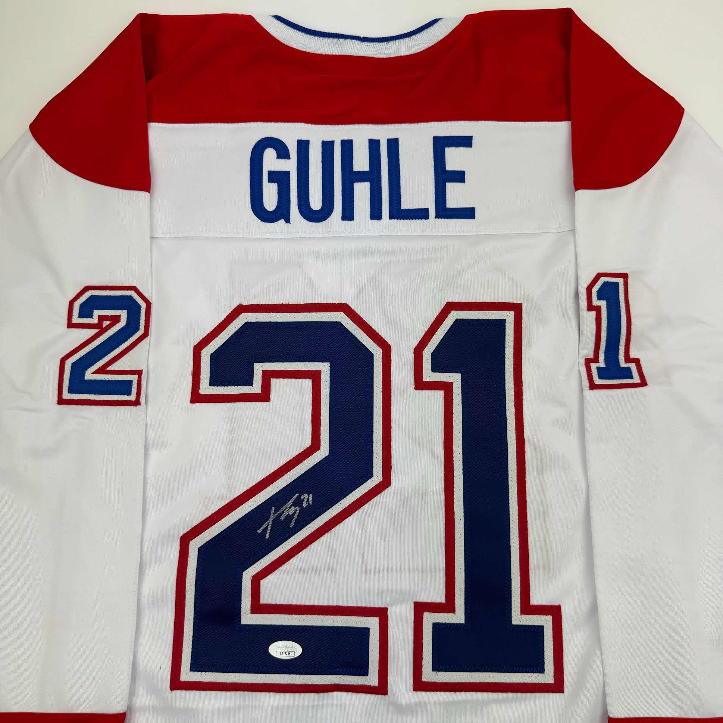 autographed-signed-kaiden-guhle-montreal-white-hockey-jersey-jsa-coa