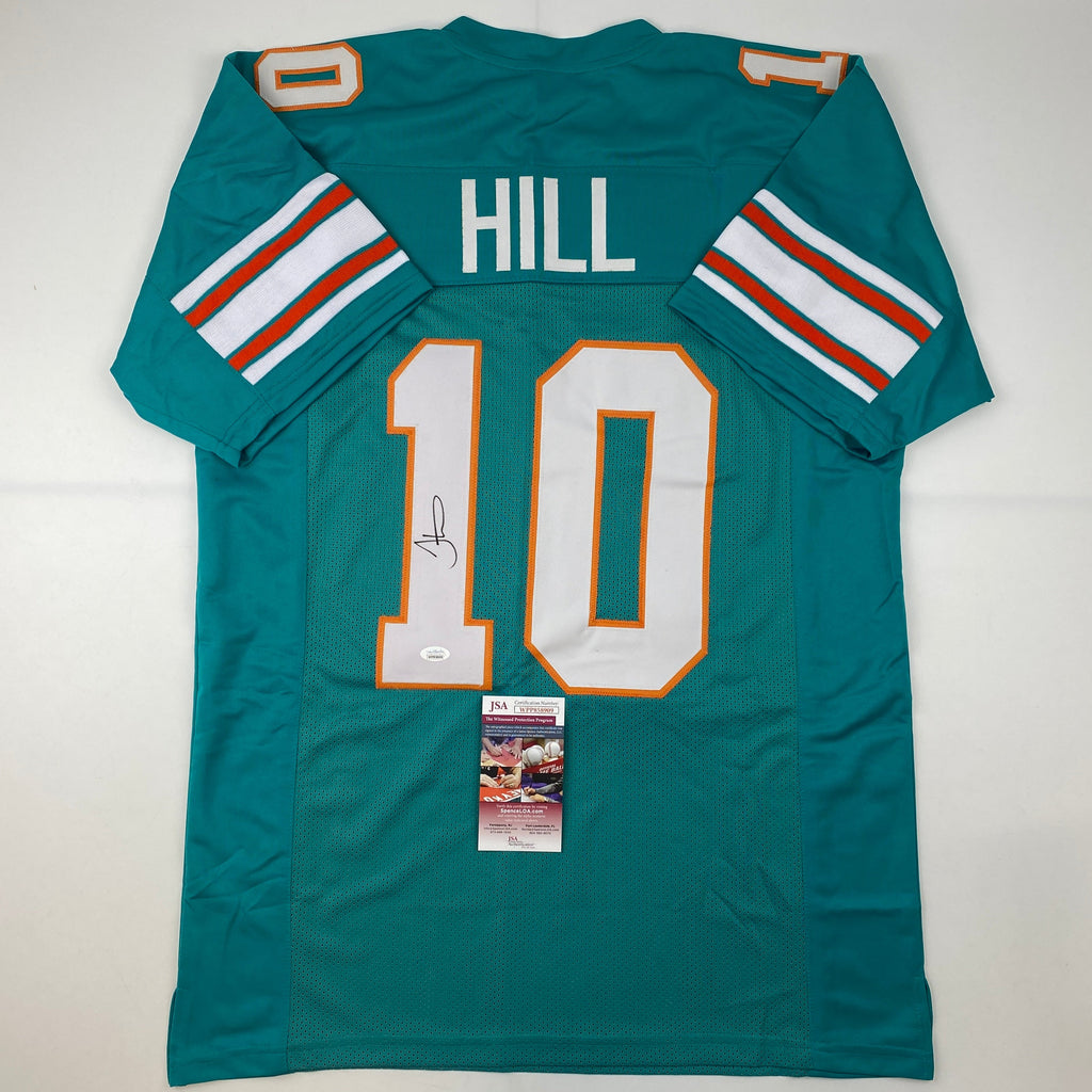 autographed-signed-tyreek-hill-miami-retro-teal-football-jersey-jsa-coa