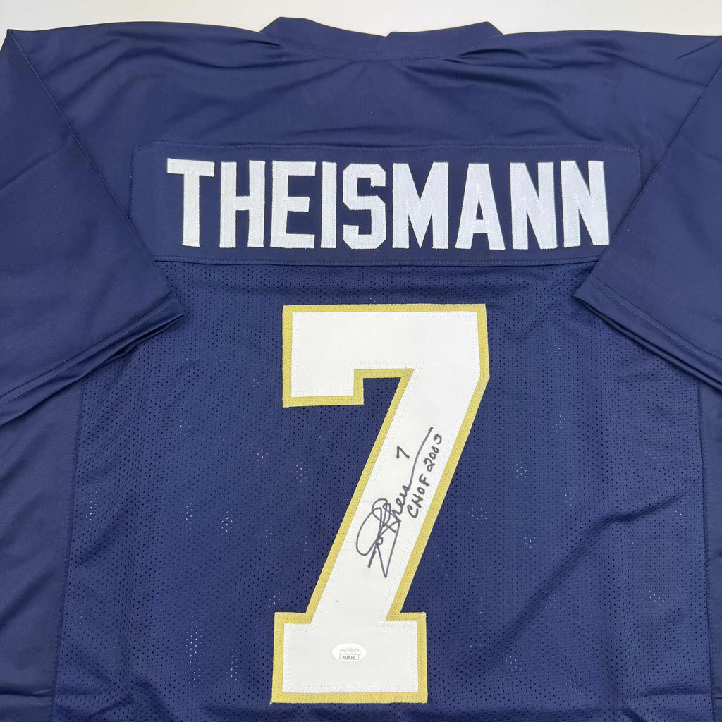 autographed-signed-joe-theismann-chof-2003-notre-dame-blue-college-football-jersey-jsa-coa