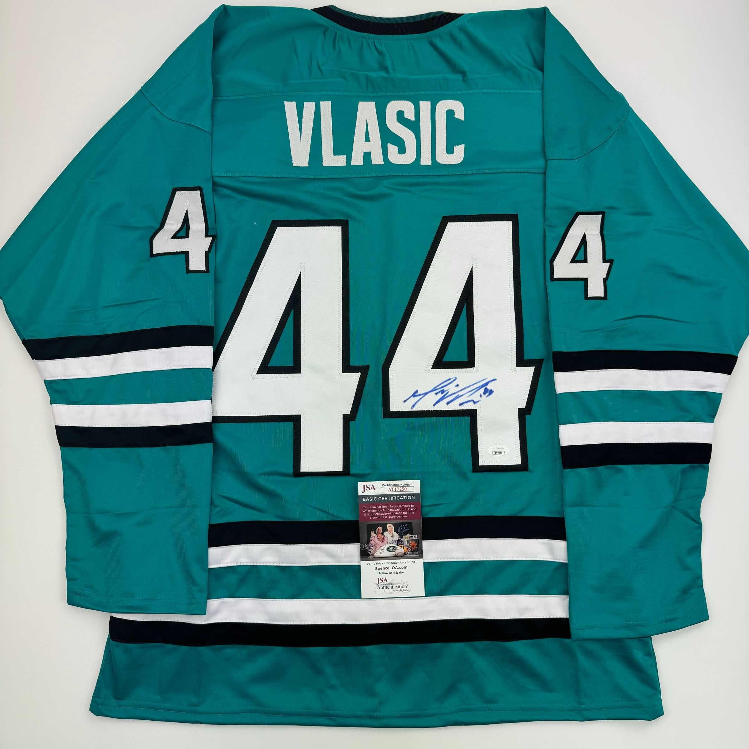 autographed-signed-marc-edouard-vlasic-san-jose-teal-hockey-jersey-jsa-coa