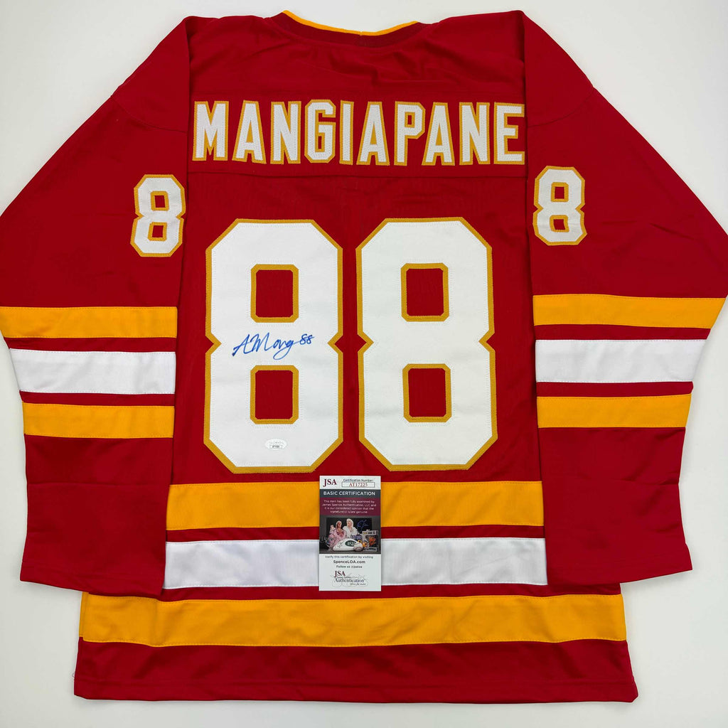 autographed-signed-andrew-mangiapane-calgary-red-hockey-jersey-jsa-coa