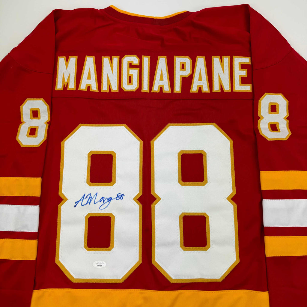 autographed-signed-andrew-mangiapane-calgary-red-hockey-jersey-jsa-coa