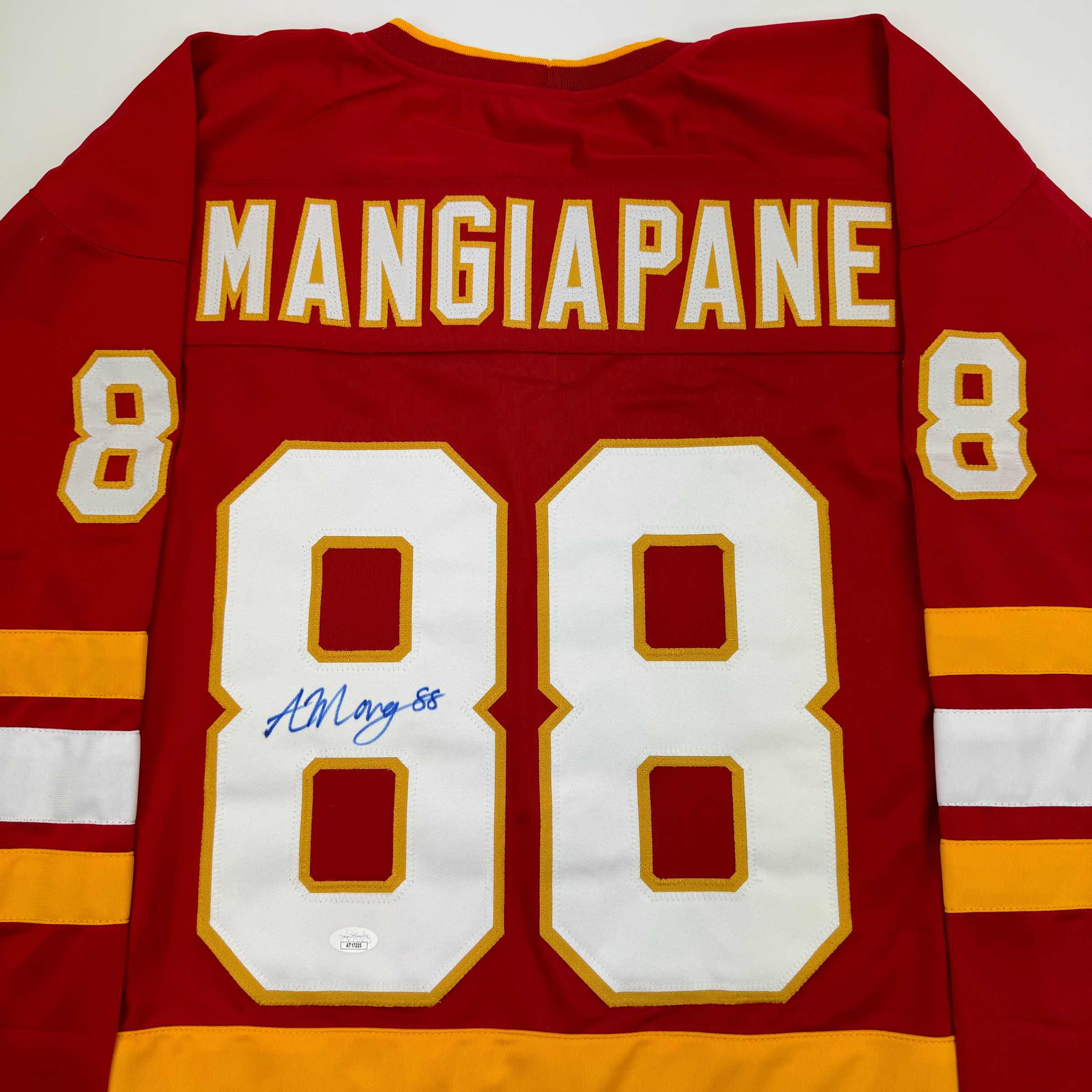 autographed-signed-andrew-mangiapane-calgary-red-hockey-jersey-jsa-coa
