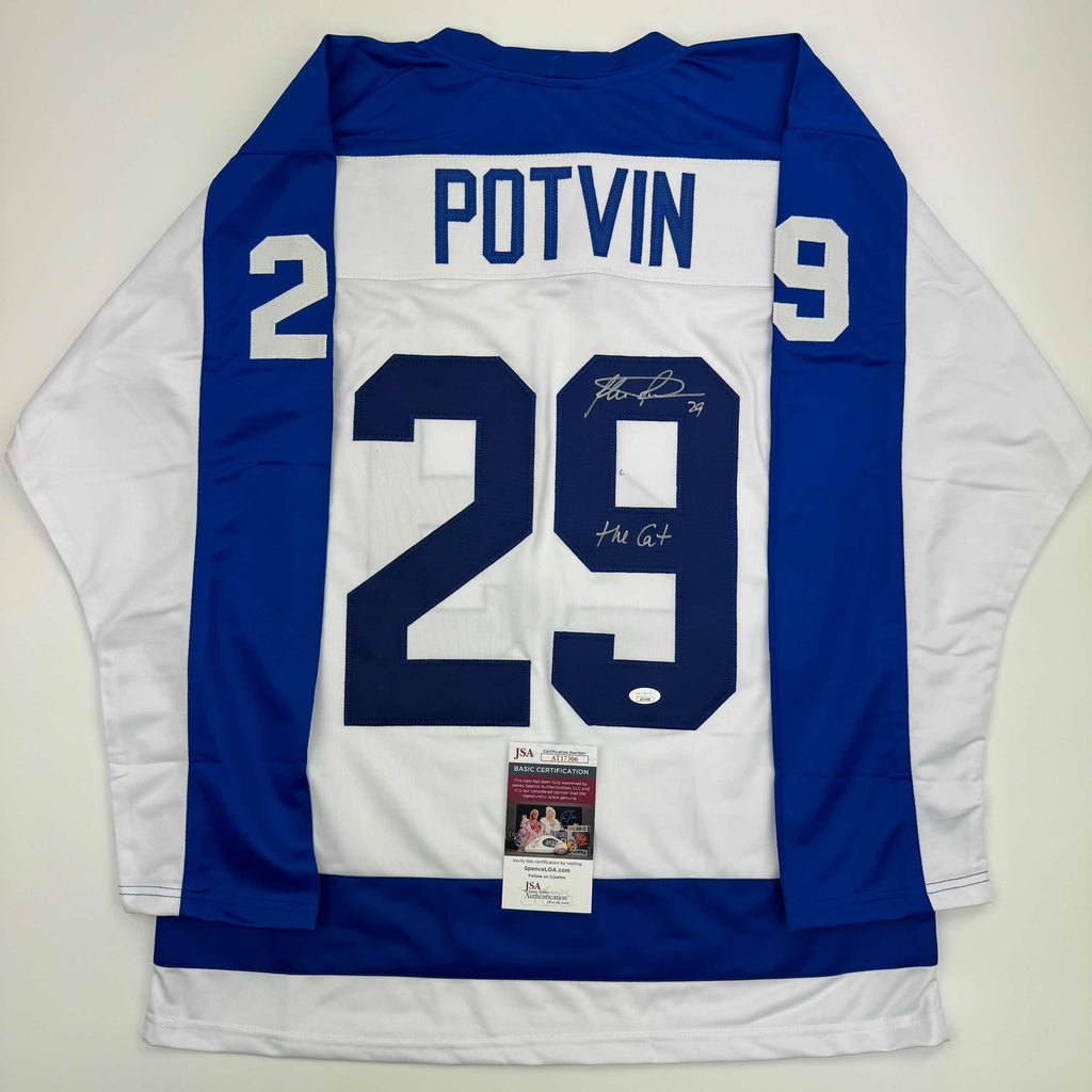 autographed-signed-felix-potvin-the-cat-toronto-white-hockey-jersey-jsa-coa