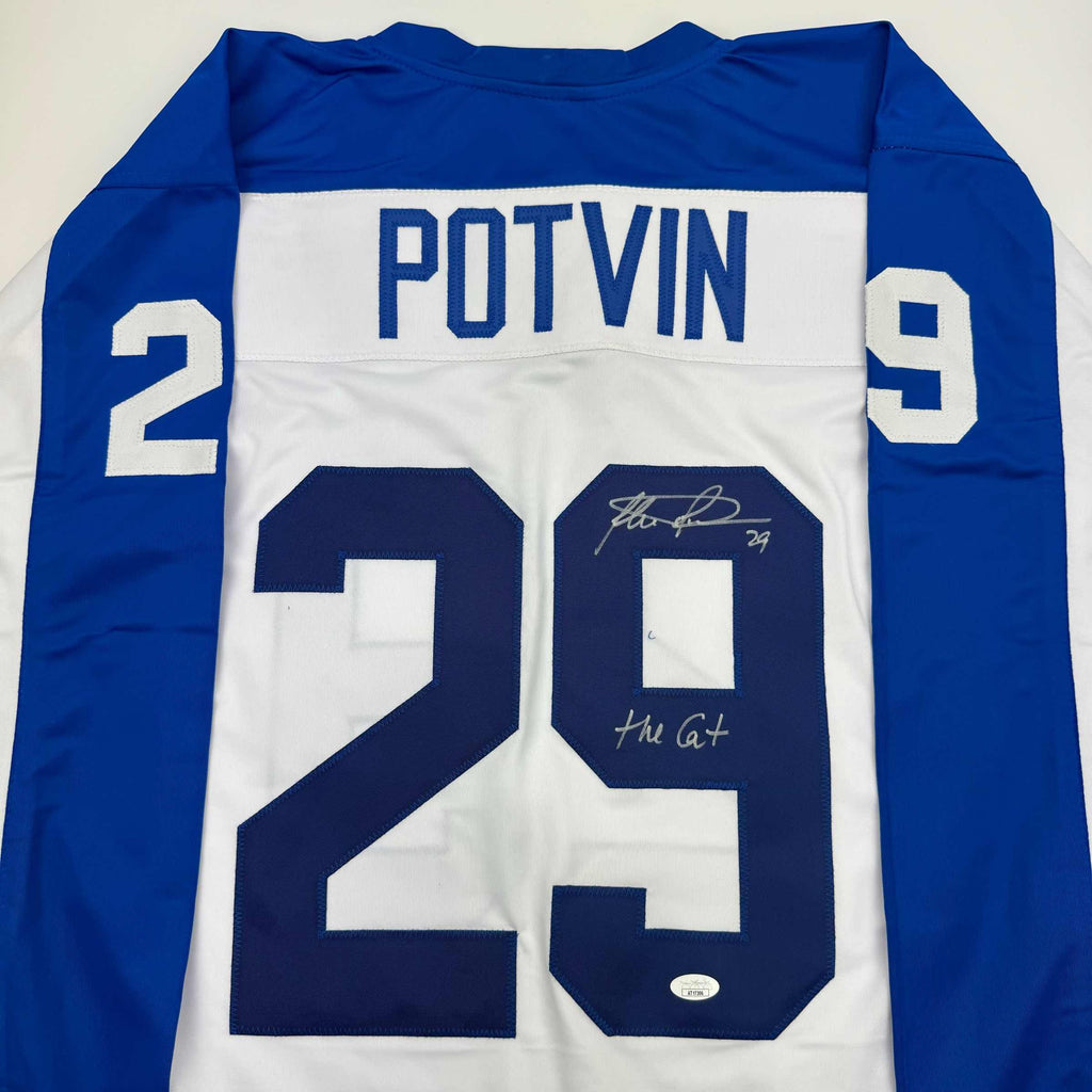 autographed-signed-felix-potvin-the-cat-toronto-white-hockey-jersey-jsa-coa