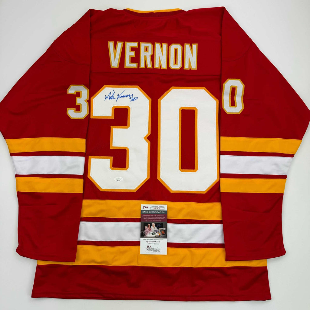 autographed-signed-mike-vernon-calgary-red-hockey-jersey-jsa-coa