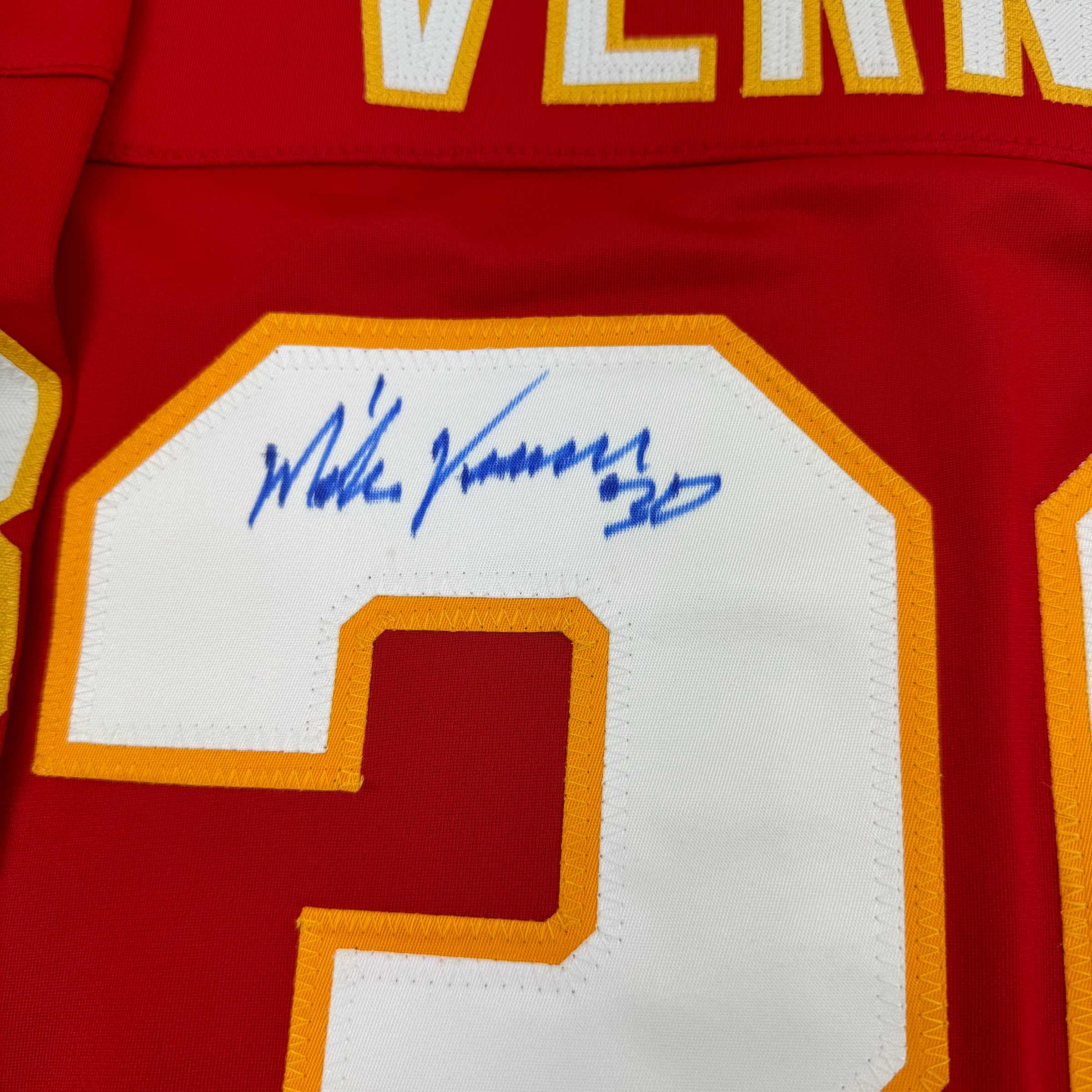 autographed-signed-mike-vernon-calgary-red-hockey-jersey-jsa-coa