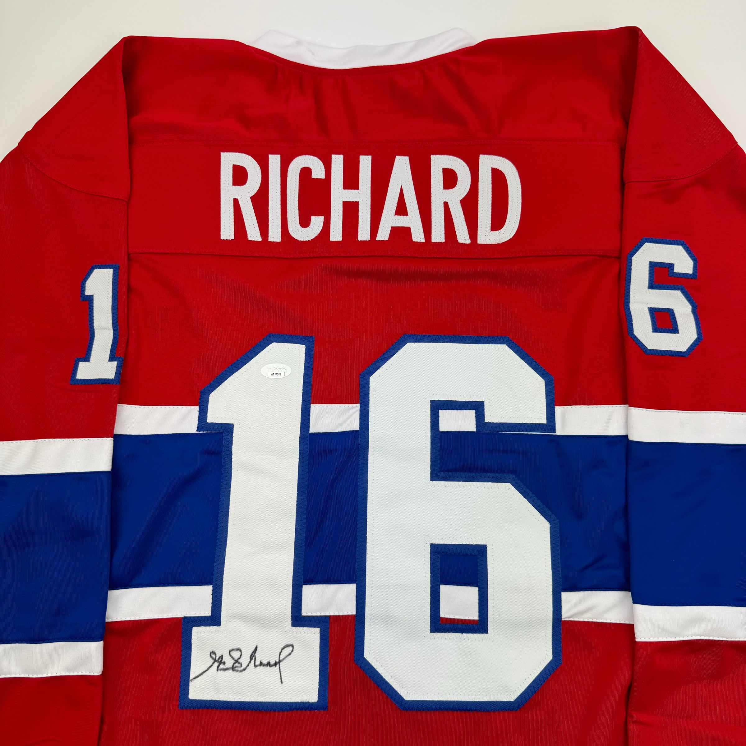 autographed-signed-henri-richard-montreal-red-hockey-jersey-jsa-coa
