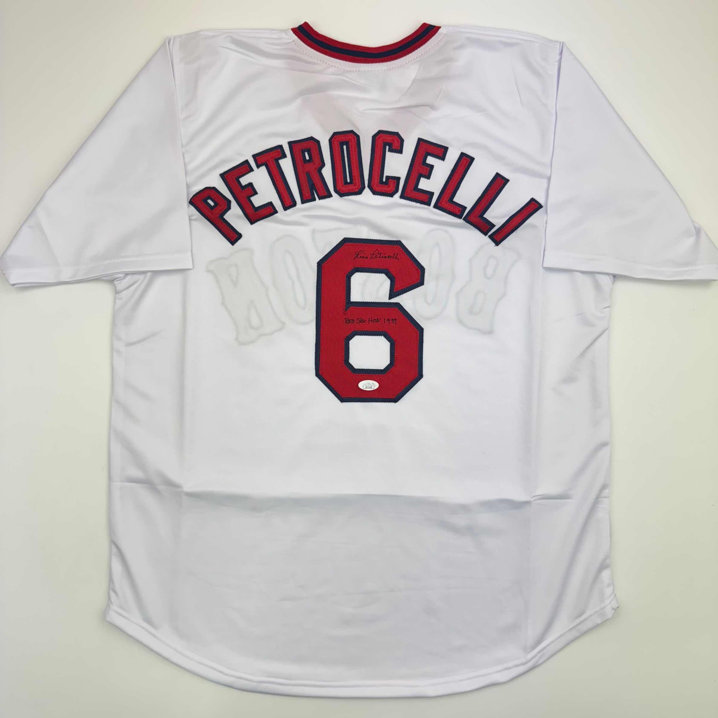 autographed-signed-rico-petrocelli-hof-1999-boston-white-baseball-jersey-jsa-coa