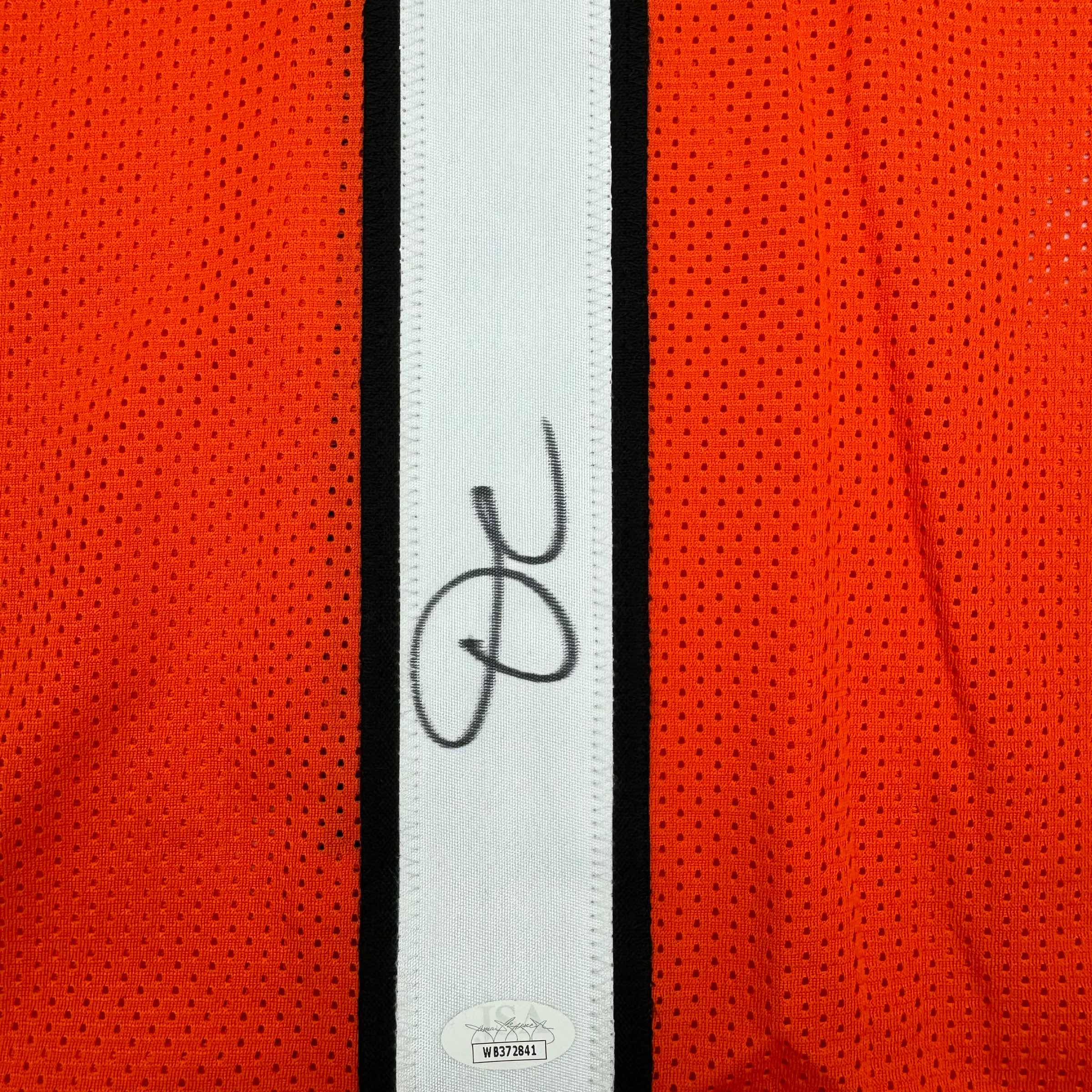 autographed-signed-jamarr-chase-cincinnati-orange-football-jersey-jsa-coa