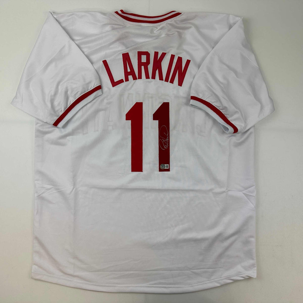 autographed-signed-barry-larkin-cincinnati-white-baseball-jersey-beckett-bas-coa