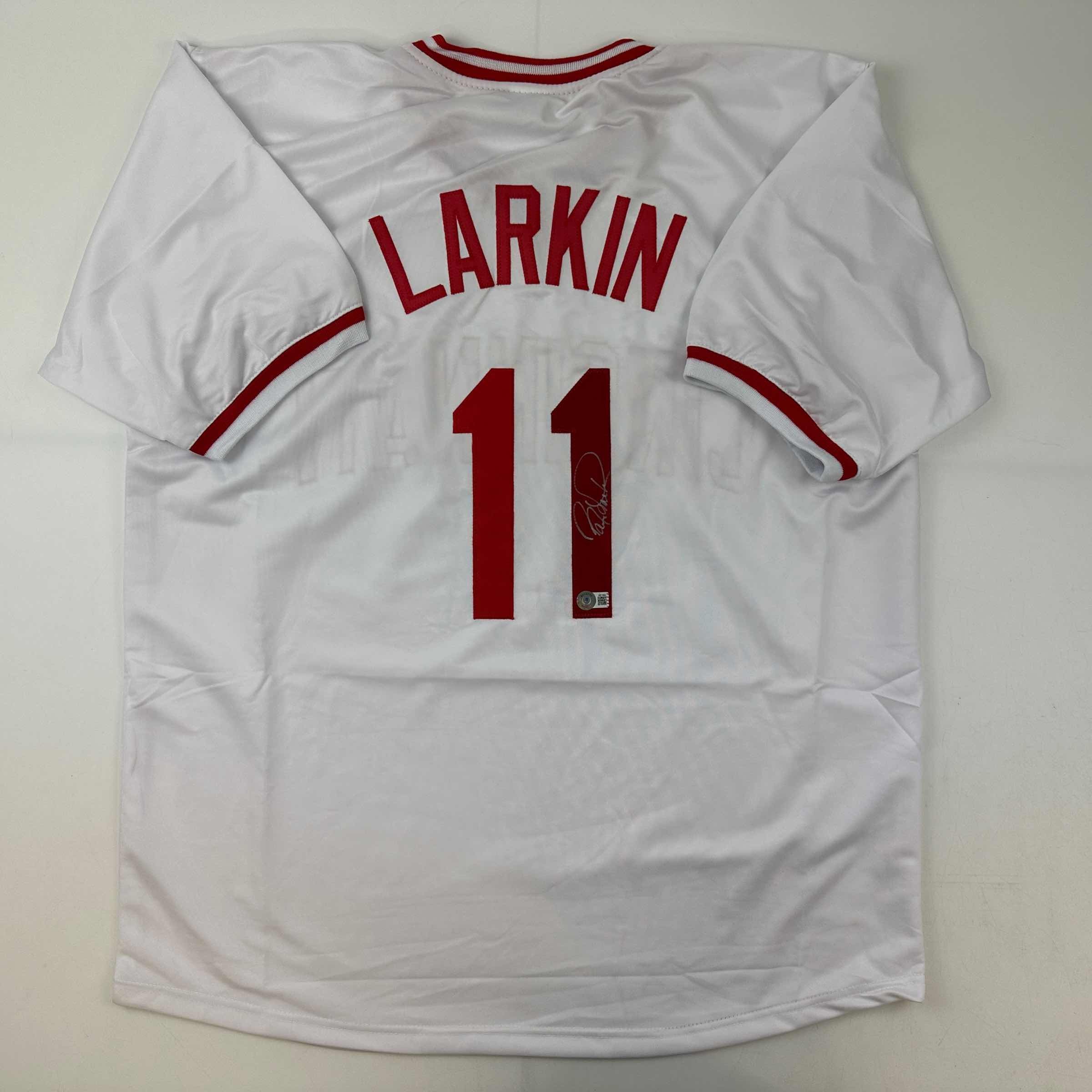 autographed-signed-barry-larkin-cincinnati-white-baseball-jersey-beckett-bas-coa