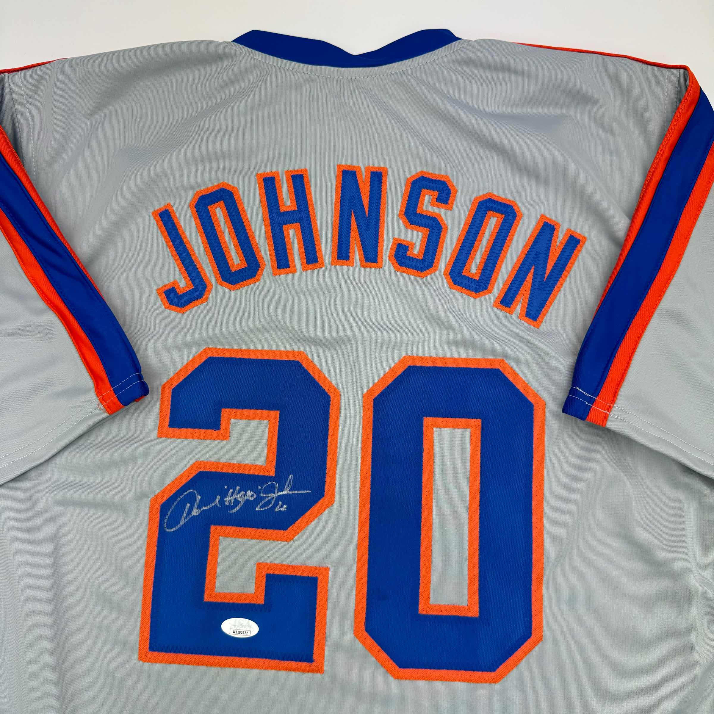autographed-signed-howard-johnson-hojo-new-york-grey-baseball-jersey-jsa-coa