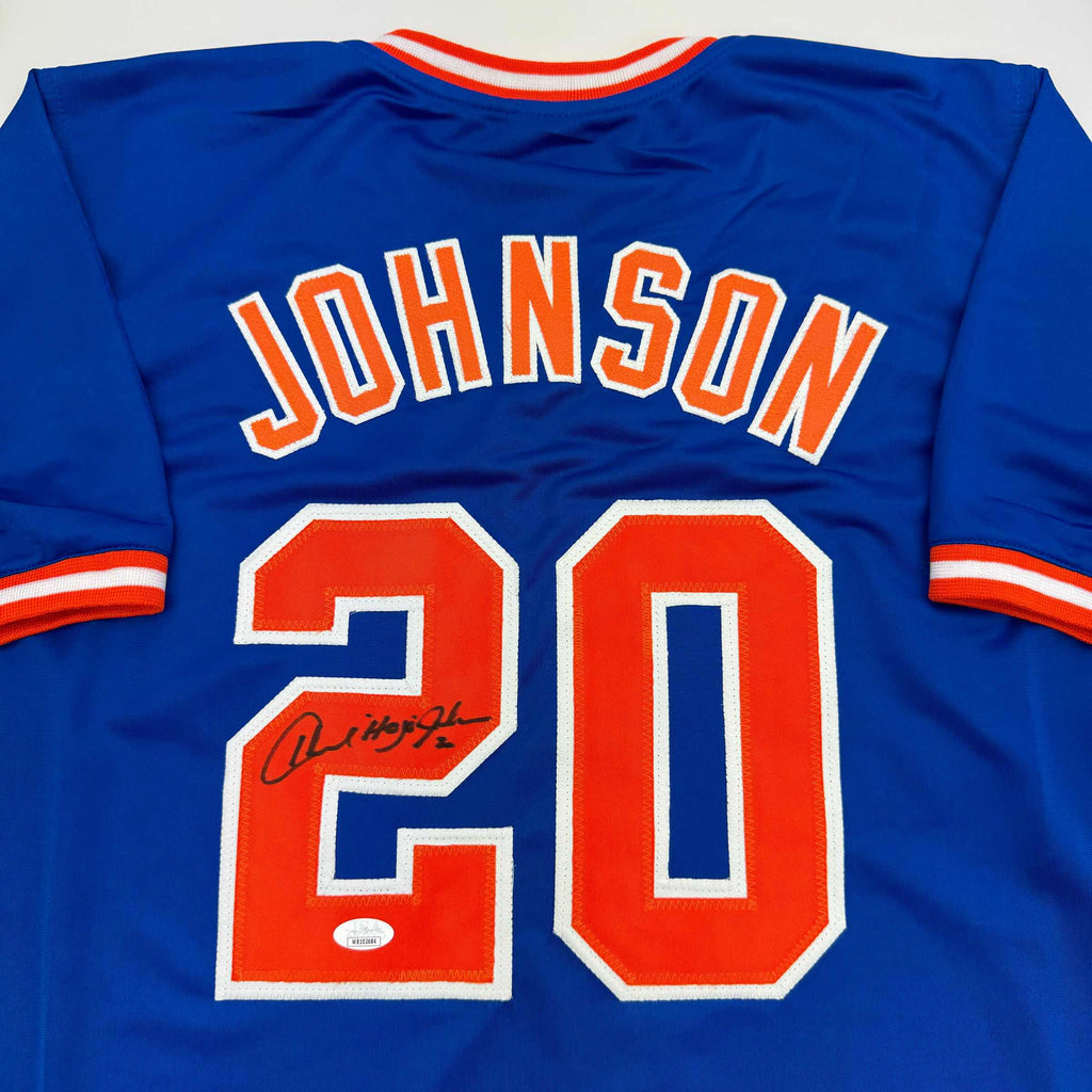 autographed-signed-howard-johnson-hojo-new-york-blue-baseball-jersey-jsa-coa