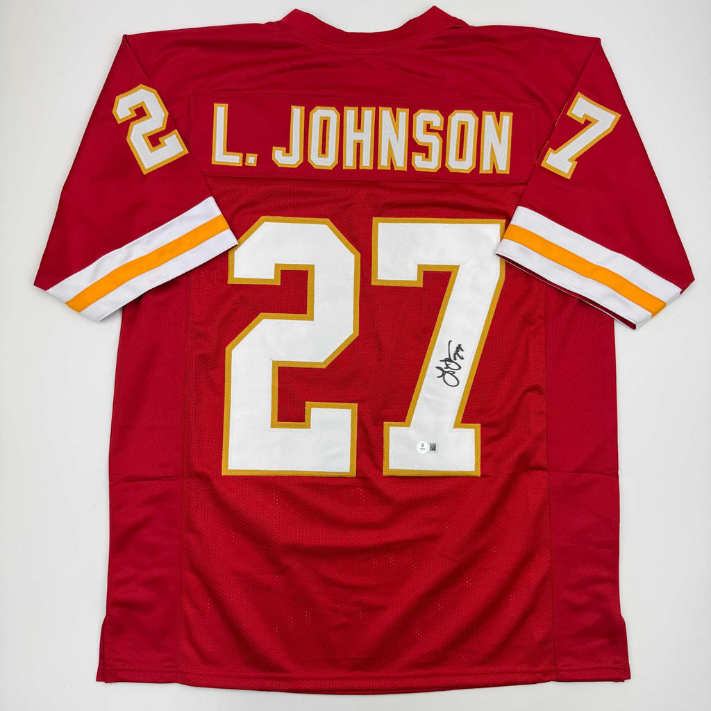 autographed-signed-larry-johnson-kansas-city-red-football-jersey-beckett-bas-coa
