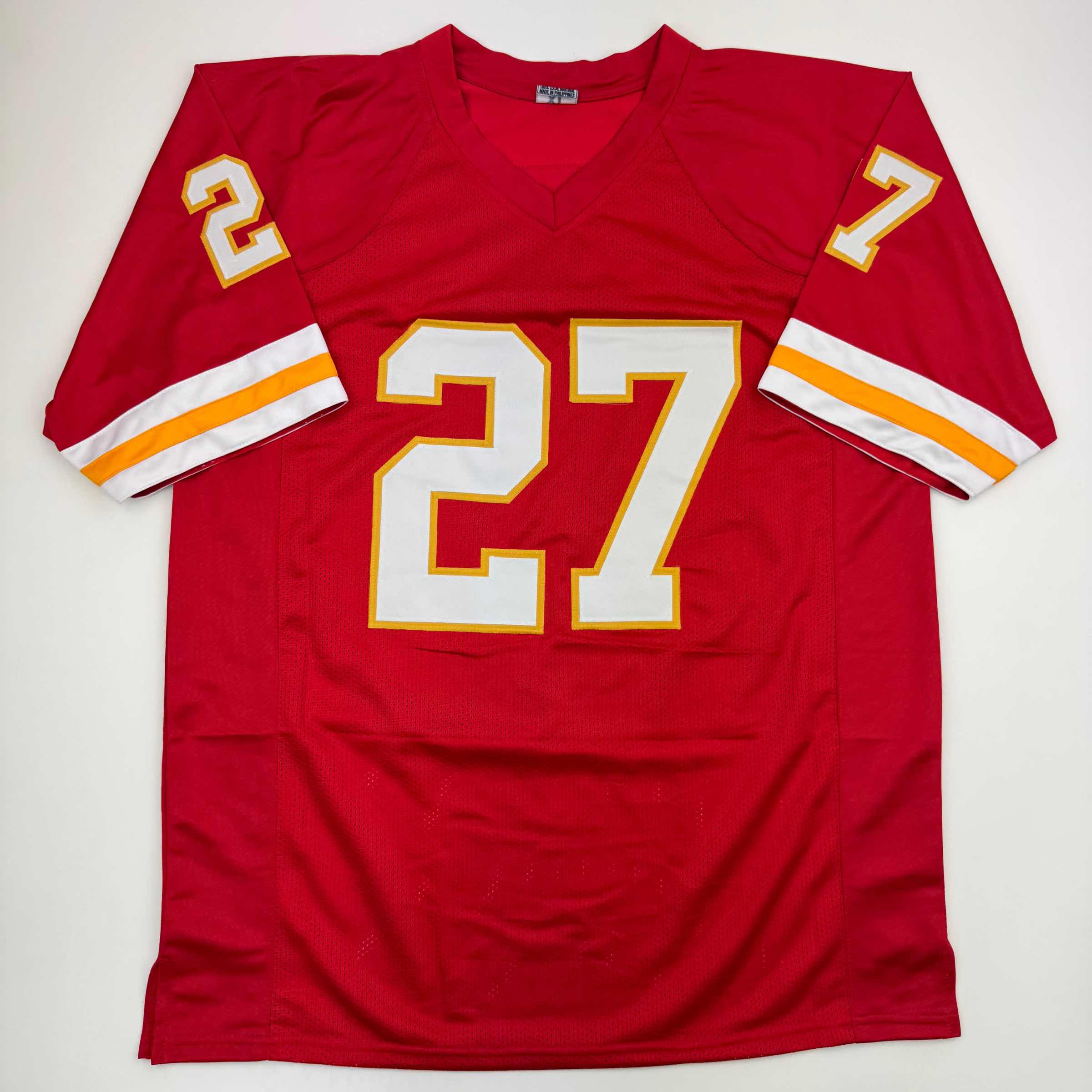 autographed-signed-larry-johnson-kansas-city-red-football-jersey-beckett-bas-coa