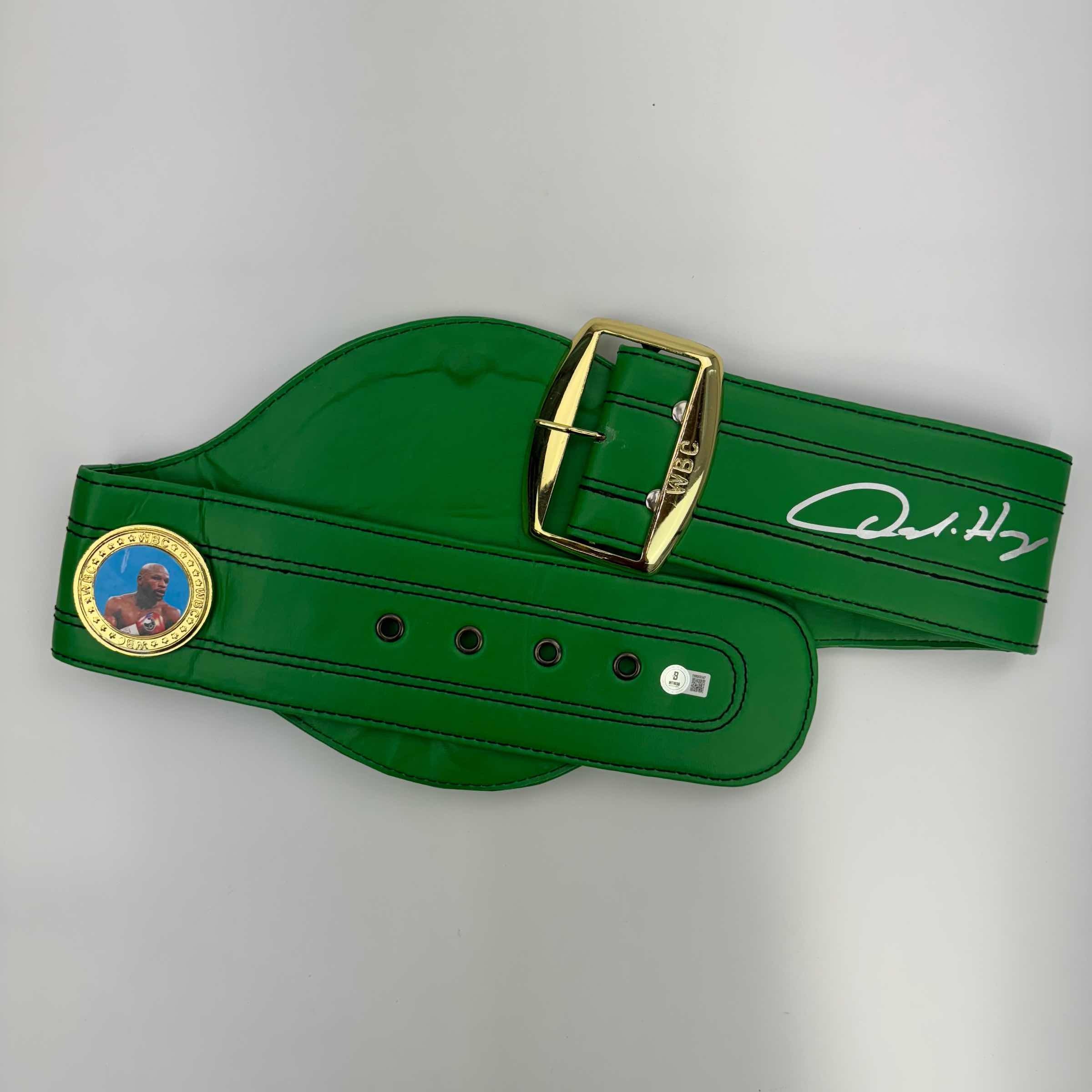 autographed-signed-oscar-de-la-hoya-wbc-green-boxing-replica-championship-belt-beckett-bas-coa