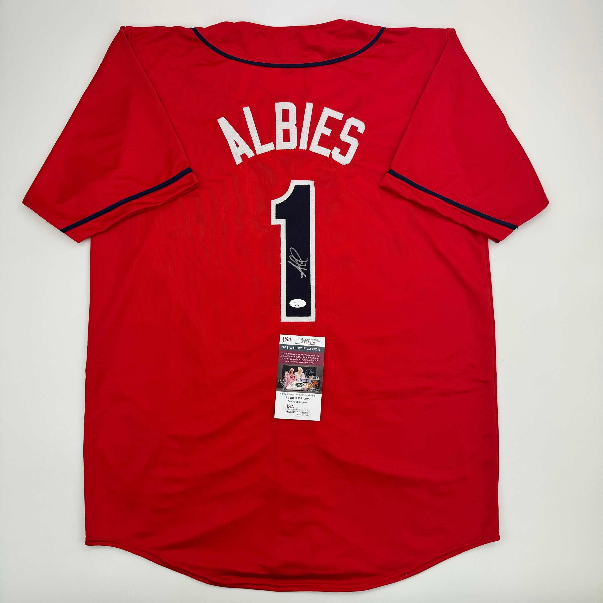 autographed-signed-ozzie-albies-atlanta-red-baseball-jersey-jsa-coa