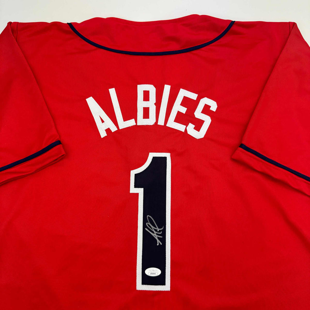 autographed-signed-ozzie-albies-atlanta-red-baseball-jersey-jsa-coa