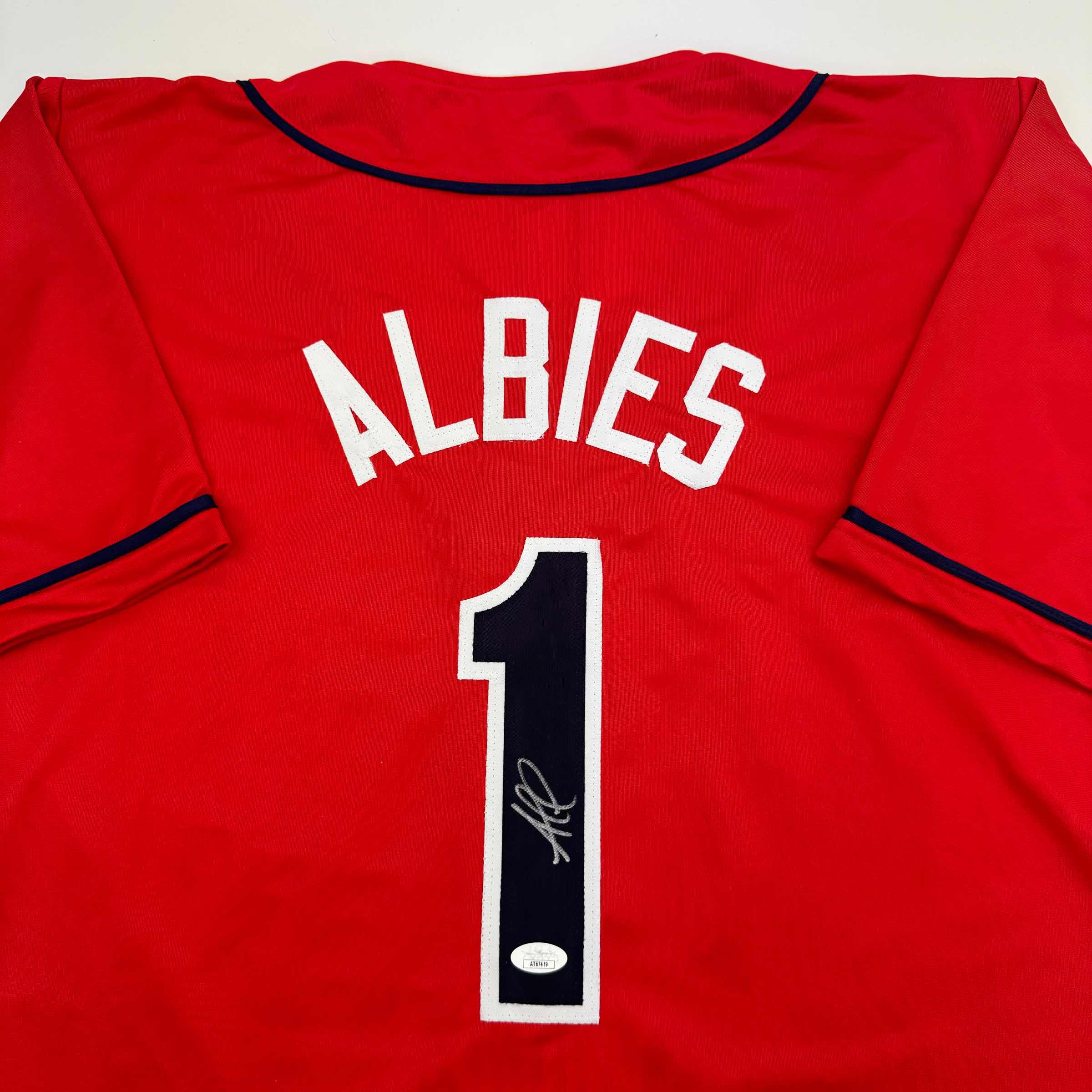 autographed-signed-ozzie-albies-atlanta-red-baseball-jersey-jsa-coa