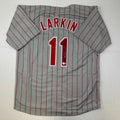 autographed-signed-barry-larkin-cincinnati-grey-pinstripe-baseball-jersey-beckett-bas-coa