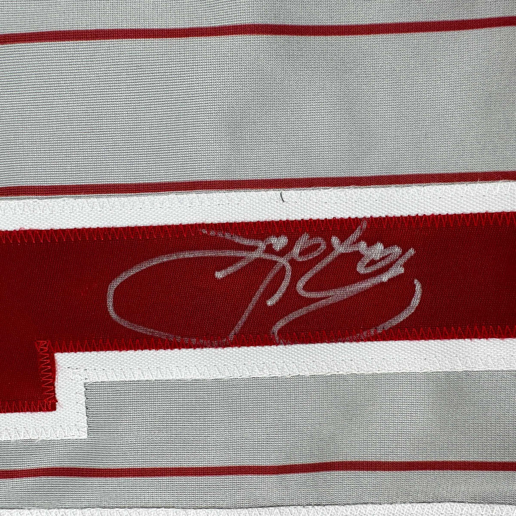 autographed-signed-barry-larkin-cincinnati-grey-pinstripe-baseball-jersey-beckett-bas-coa