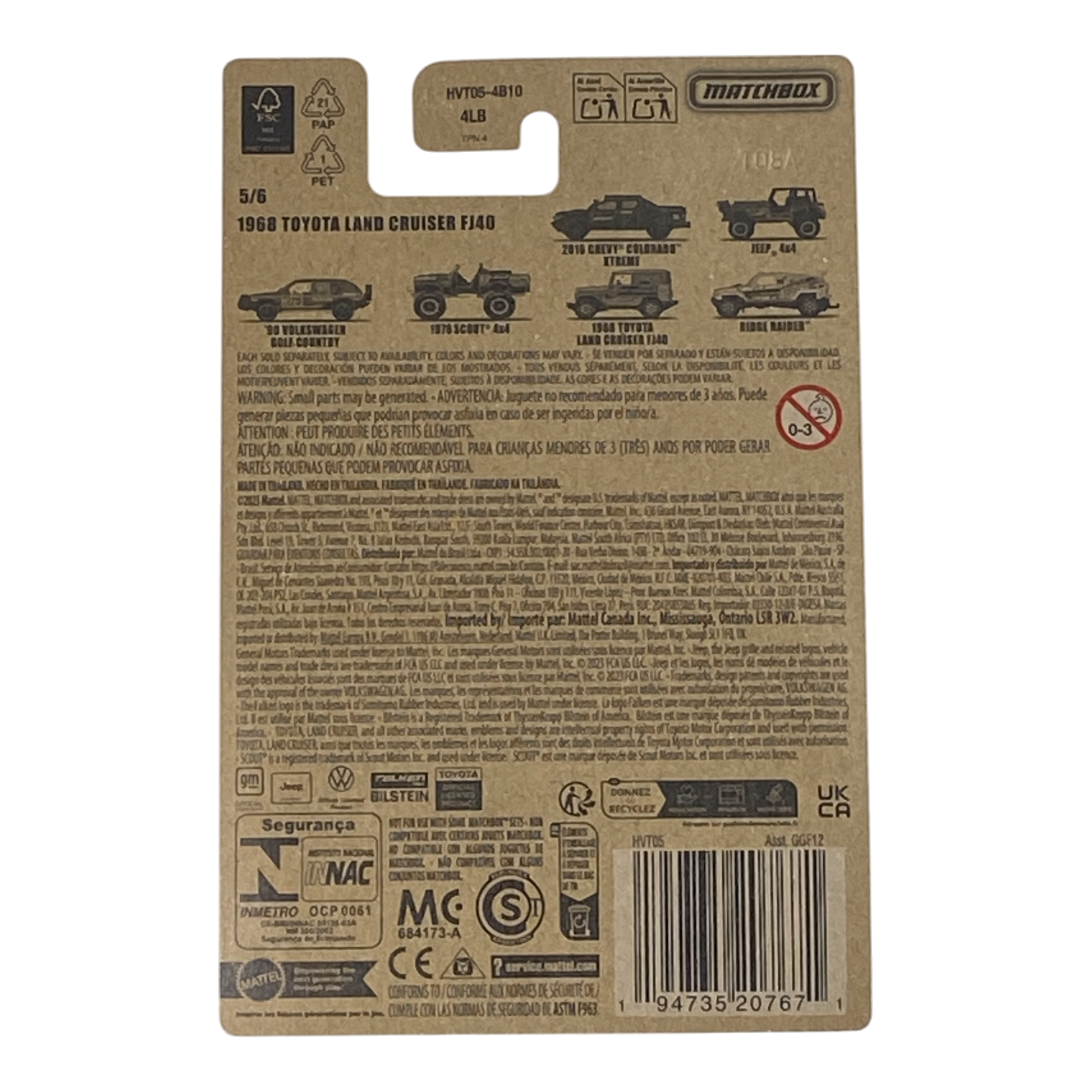 Matchbox 1968 Toyota Land Cruiser FJ40 - Matchbox Off Road Rally Series 5/6