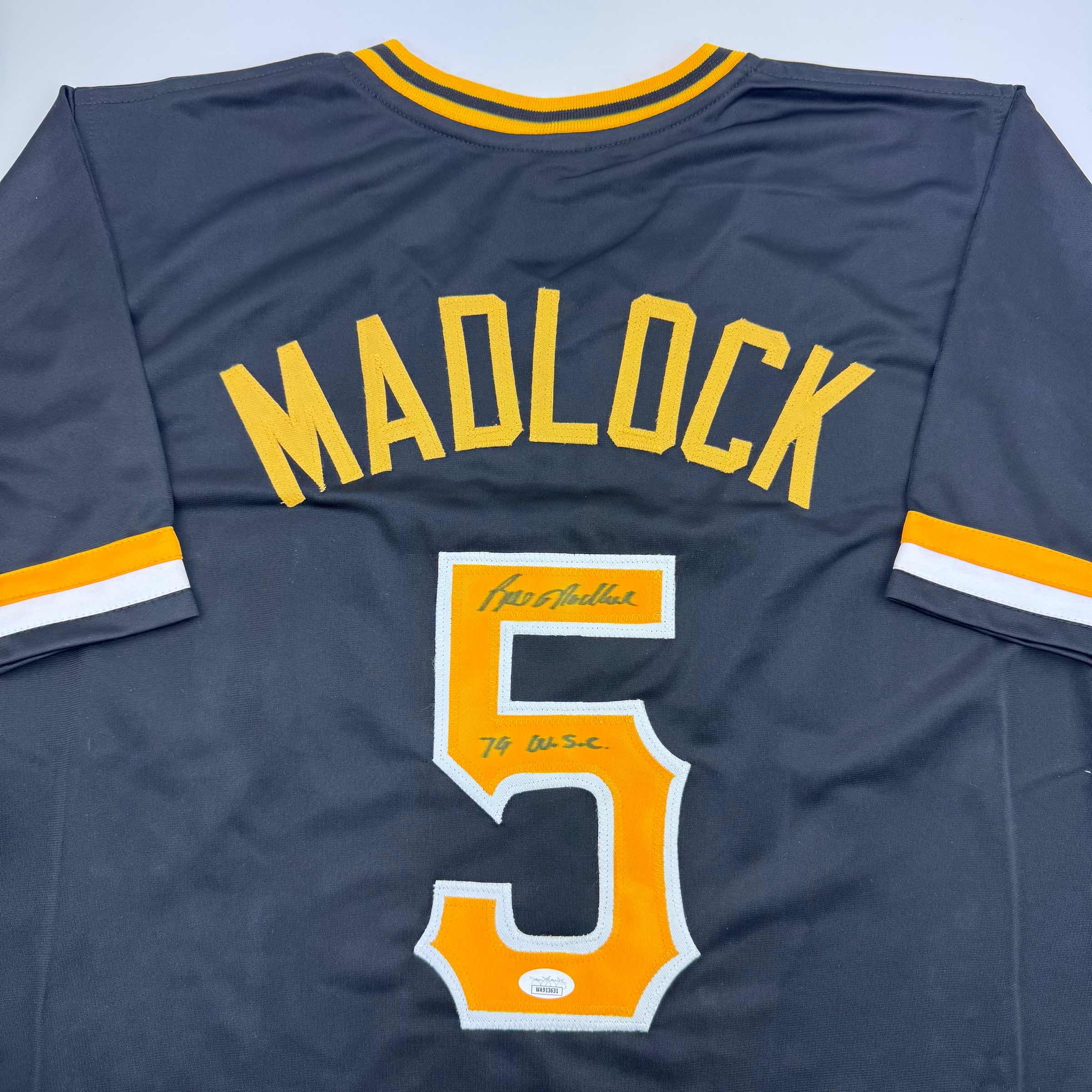 autographed-signed-bill-madlock-pittsburgh-black-baseball-jersey-jsa-coa